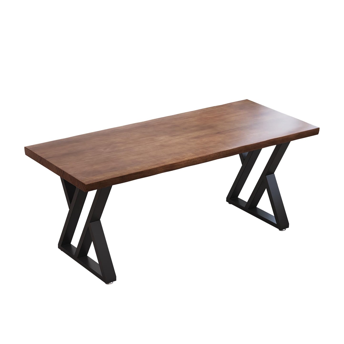 tiedingding Solid Wood Desk 47 Inch, Rustic Wooden Writing Desk with Sturdy Metal Frame, Modern Simple Design Executive Real Wood Computer Desk for Home Office, Bedroom & Living Room (Natural Finish)