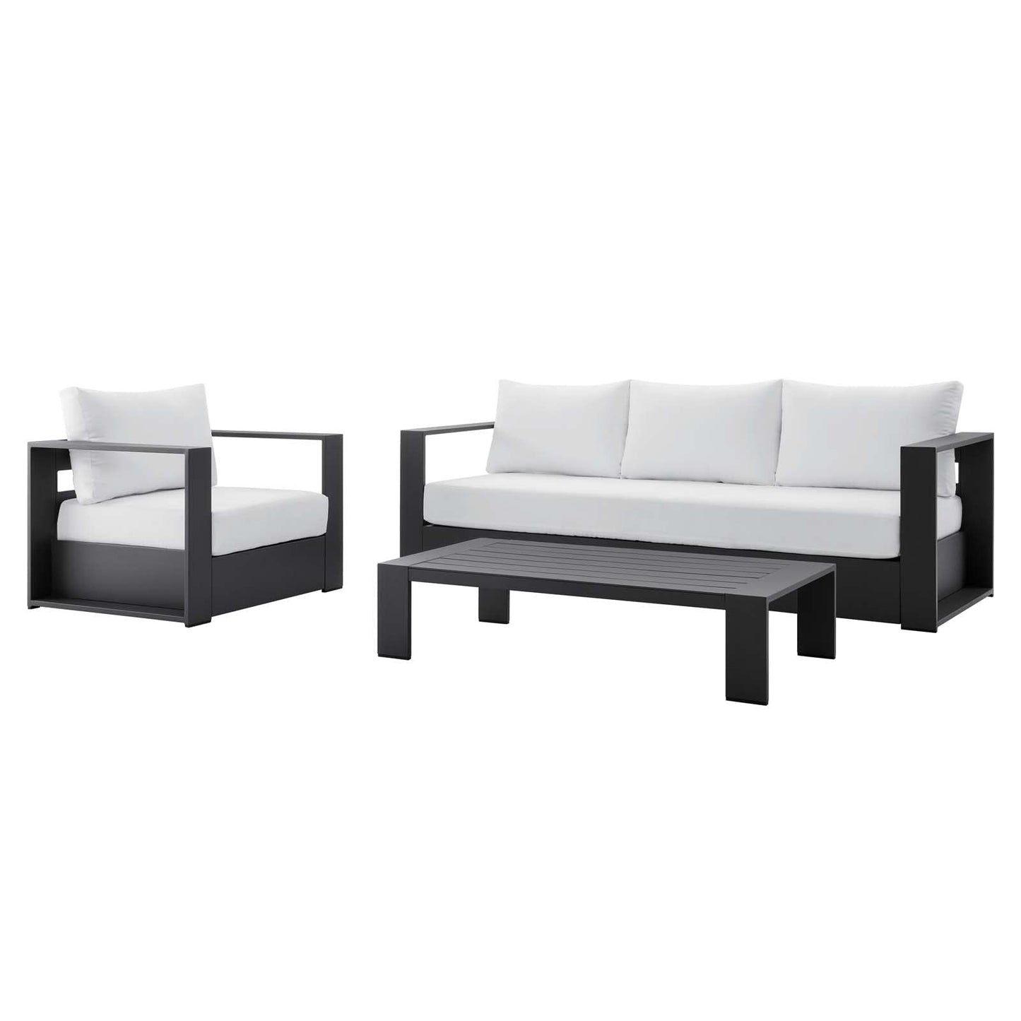 Modway Tahoe Aluminum 3-Piece Outdoor Patio Set in Gray White