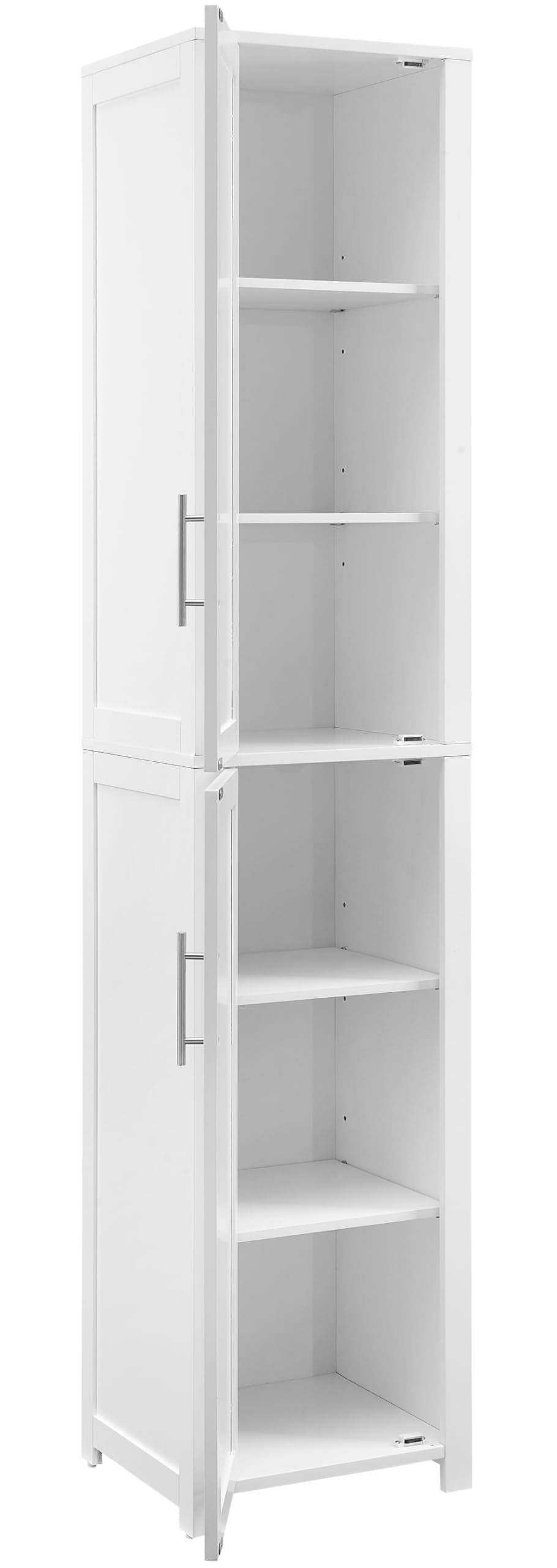 Crosley Furniture Savannah Linen Storage Cabinet, Laundry Room, Bathroom Organizer with Shelves, White