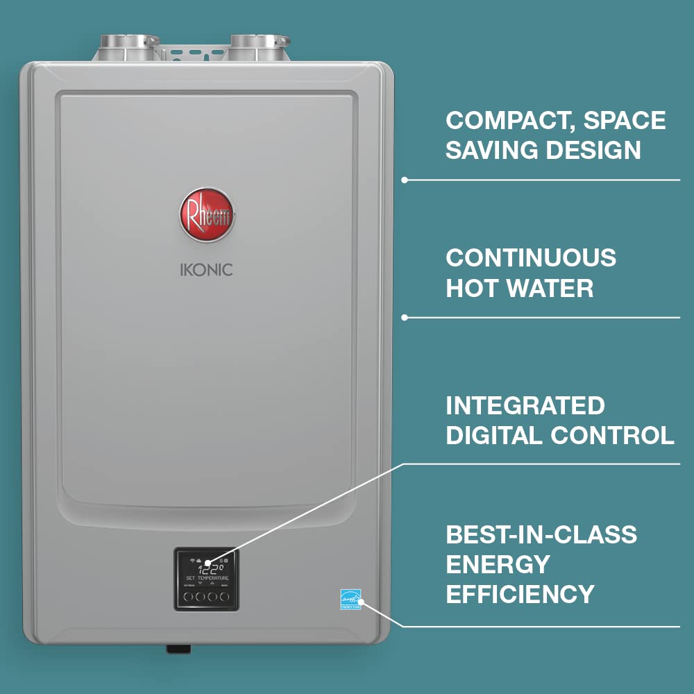 Rheem IKONIC RECTGH-SR84iN Professional Grade Super High Efficiency Condensing Tankless Natural Gas Water Heater with Recirculation, 8.4 GPM