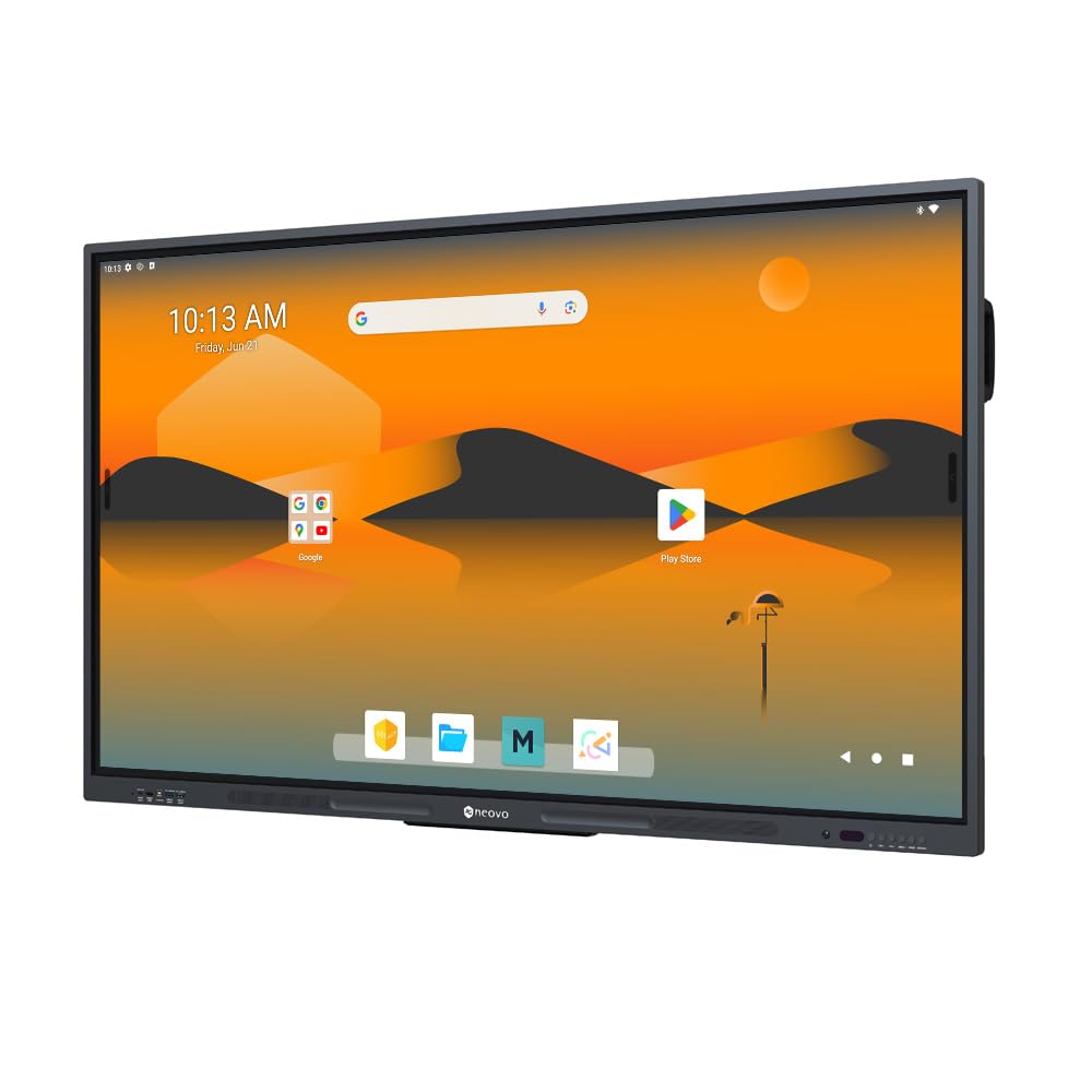 AG Neovo 65 Inch 4K Smart Board - Google EDLA-Certified Interactive Whiteboard, Android 13, 40-Point Touch, Wireless Casting - Digital Whiteboard for Classrooms & Hybrid Offices (Board Only)