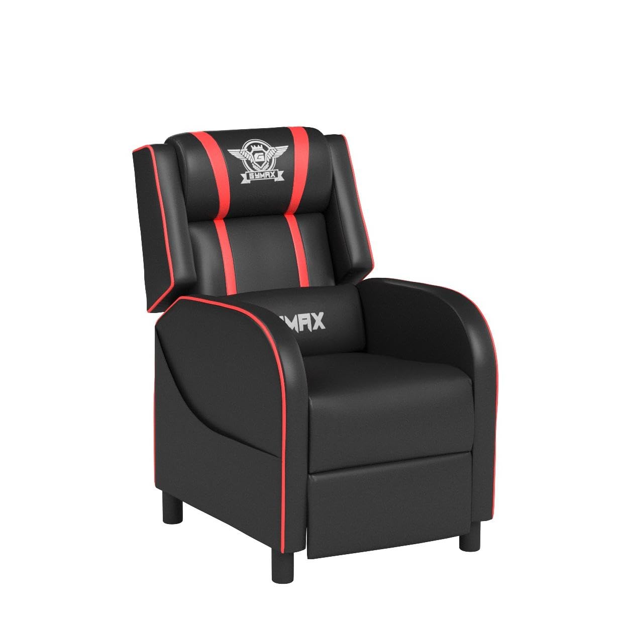 GYMAX Gaming Recliner, Massage Gaming Chair with Adjustable Footrest, Remote Control & Side Pocket, Ergonomic Game Lounge Chair, Racing Style Single Theater Seat Game Sofa for Adults (Red)