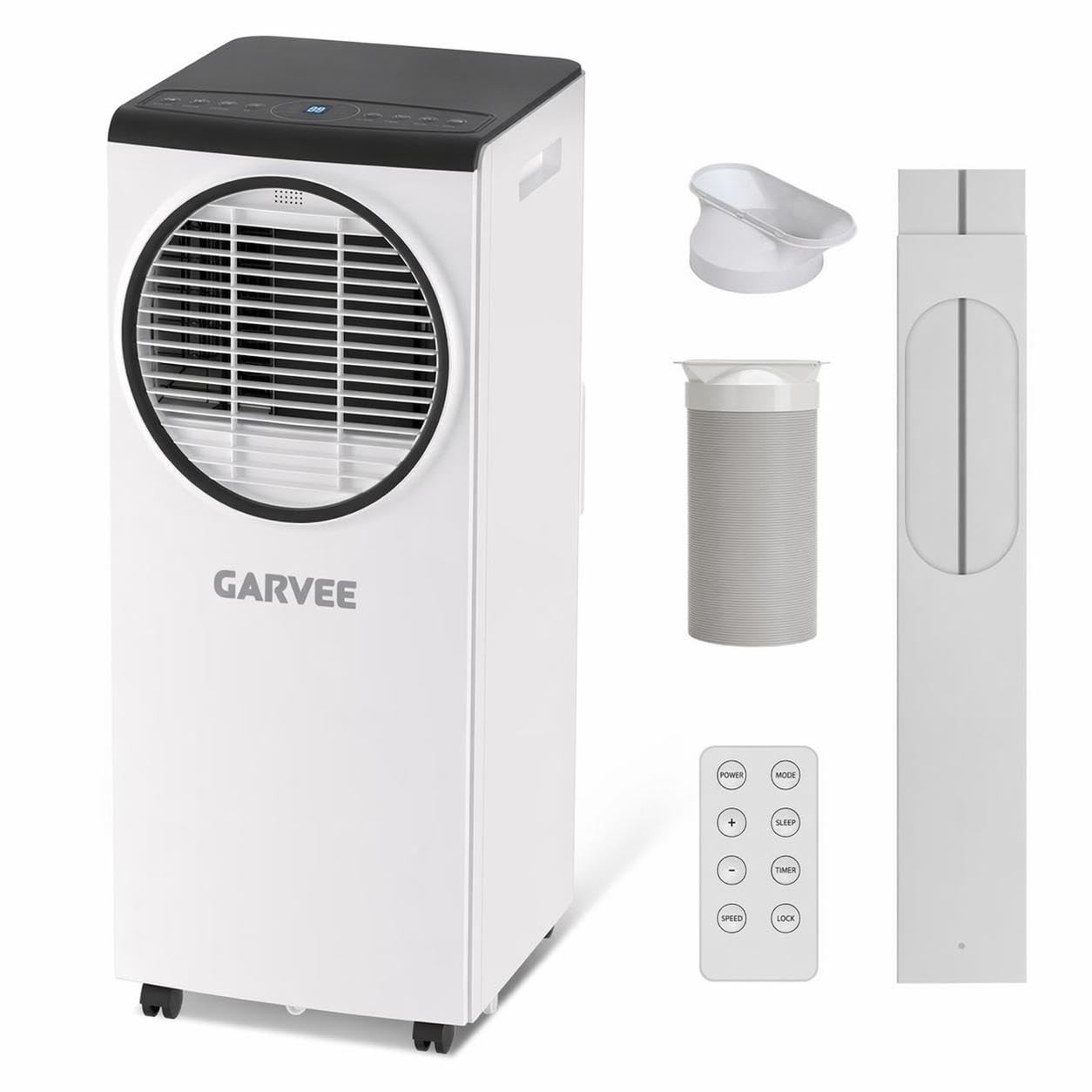 Garvee 8000 BTU Portable Air Conditioner, Portable AC Unit with Dehumidifier, Fan and Remote Control, Energy Efficient Indoor AC Conditioner for Rooms up to 350 Sq. Ft., White