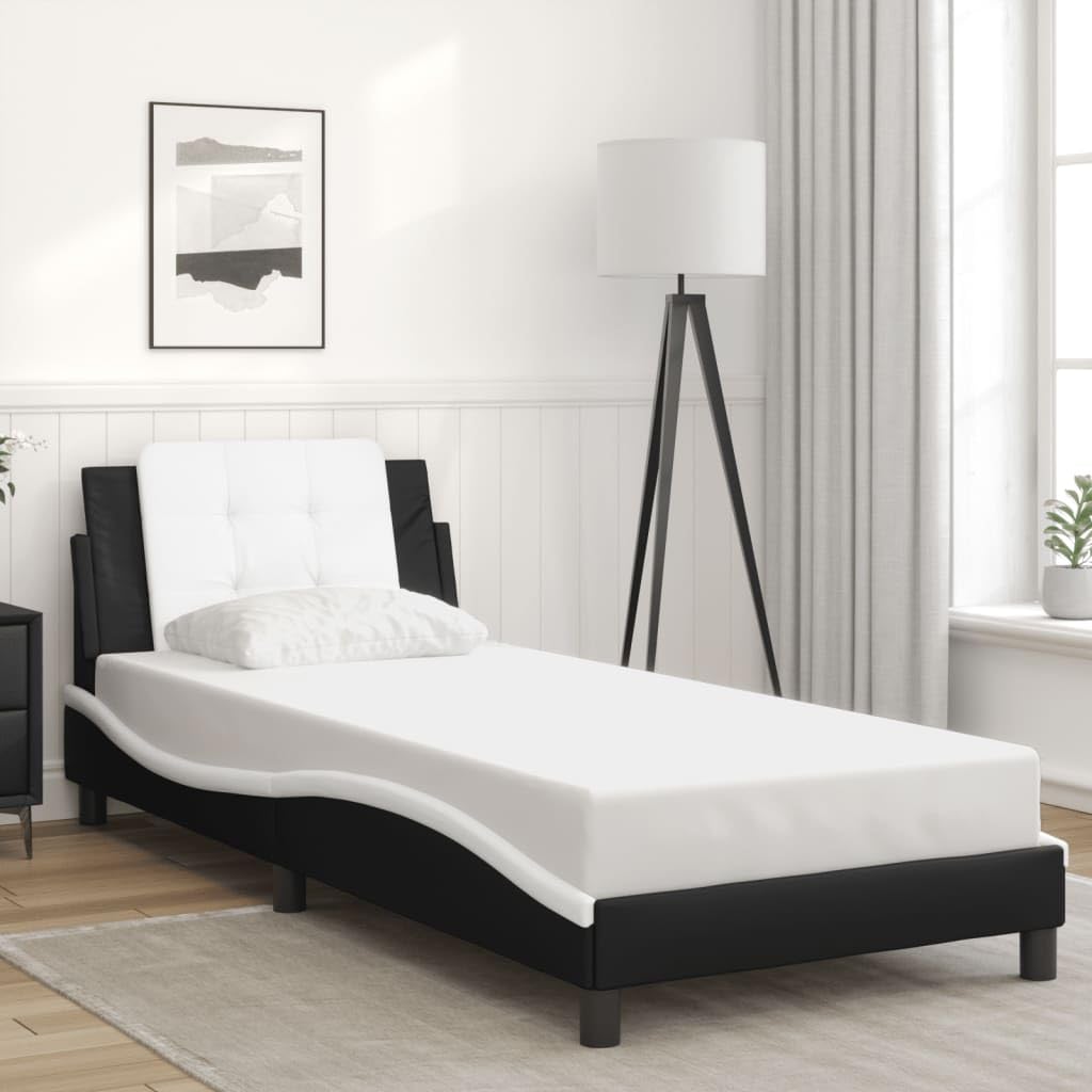FUDUGEHMIOFWFJJ Adjustable Bed,Queen Size Bed,Bases de Camas Queen,Bed Frame with LED Without Mattress Black and White 39.4"x74.8"Suitable for Bedroom, Office, Balcony