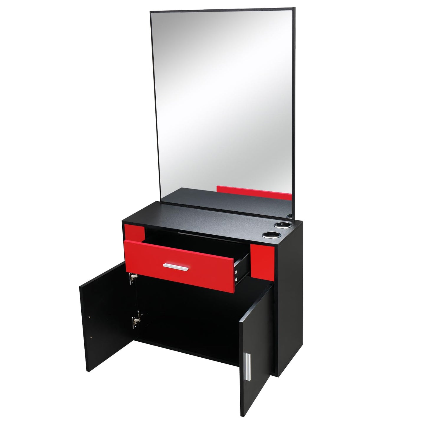 Storage Cabinets Beauty Spa Furniture Set, Salon Station with Mirror Beauty Salon Spa Equipment,Barber Salon Station Makeup Storage Organizer Hair Styling Beauty Spa Equipment Utility