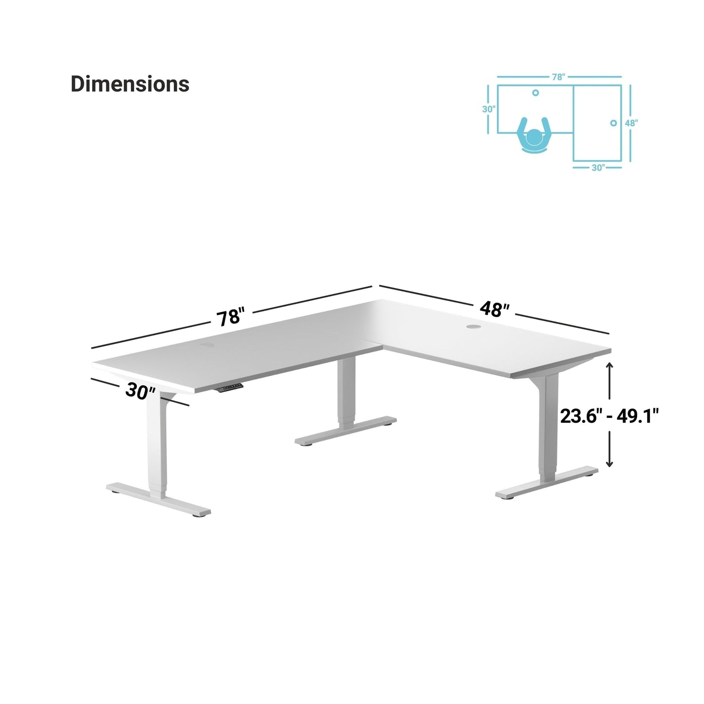 Progressive Desk L Shaped Height Adjustable Standing Desk 78" x 48" - Corner Computer Desk - Electric Stand Up Rising Workstation - Black Frame/Roasted Walnut Top