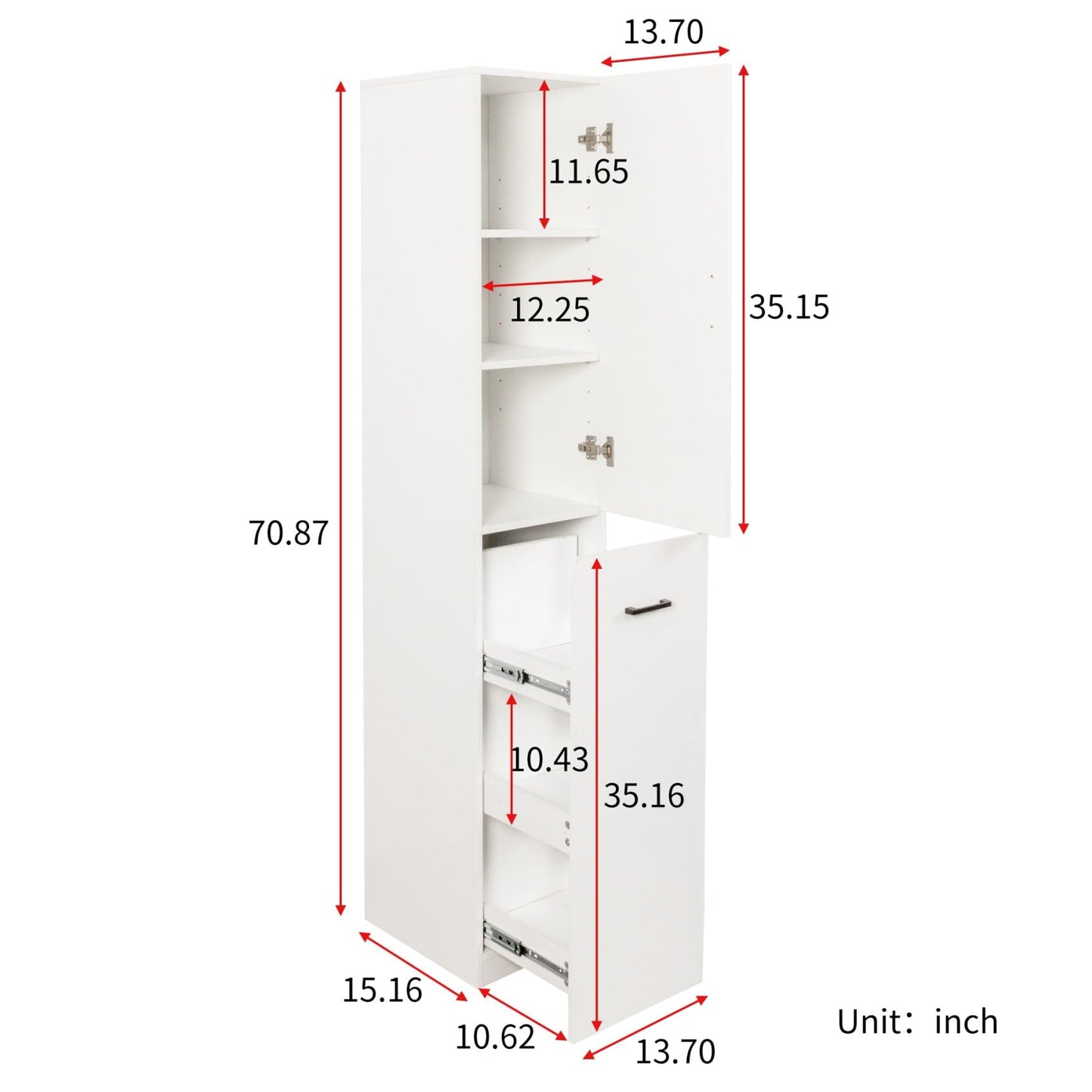 KEIKI Pull-Out Kitchen Pantry Storage Cabinet with Multi-Tier Shelf, Spice Rack Next to Fridge, Freestanding Wood Cabinet Hutch Food Pantries Cupboard for Dining Room, Narrow Spaces