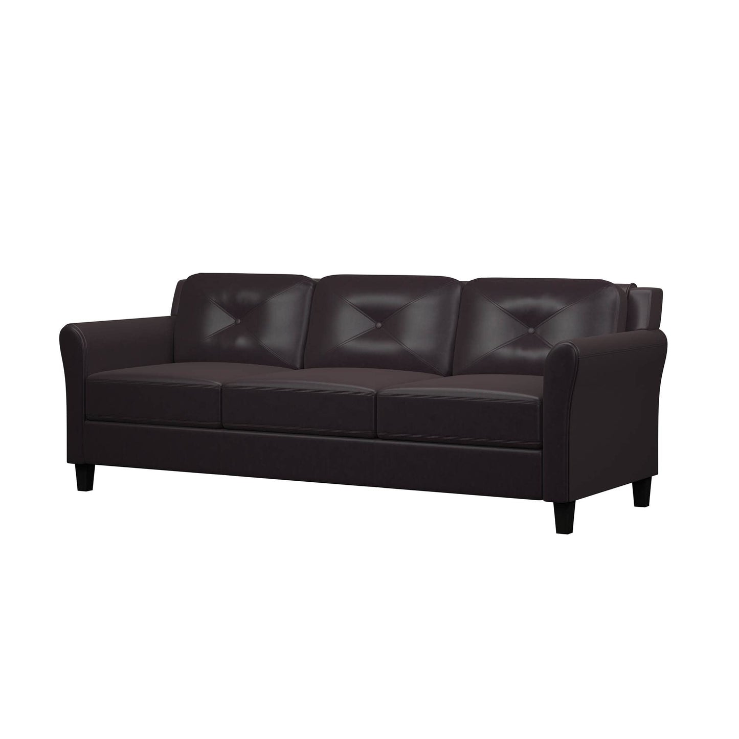 Studio Living Harrington 80.3" Sofa, Transitional Modern, Pocket Coil Comfort, Easy Assembly, Vegan Leather, Java