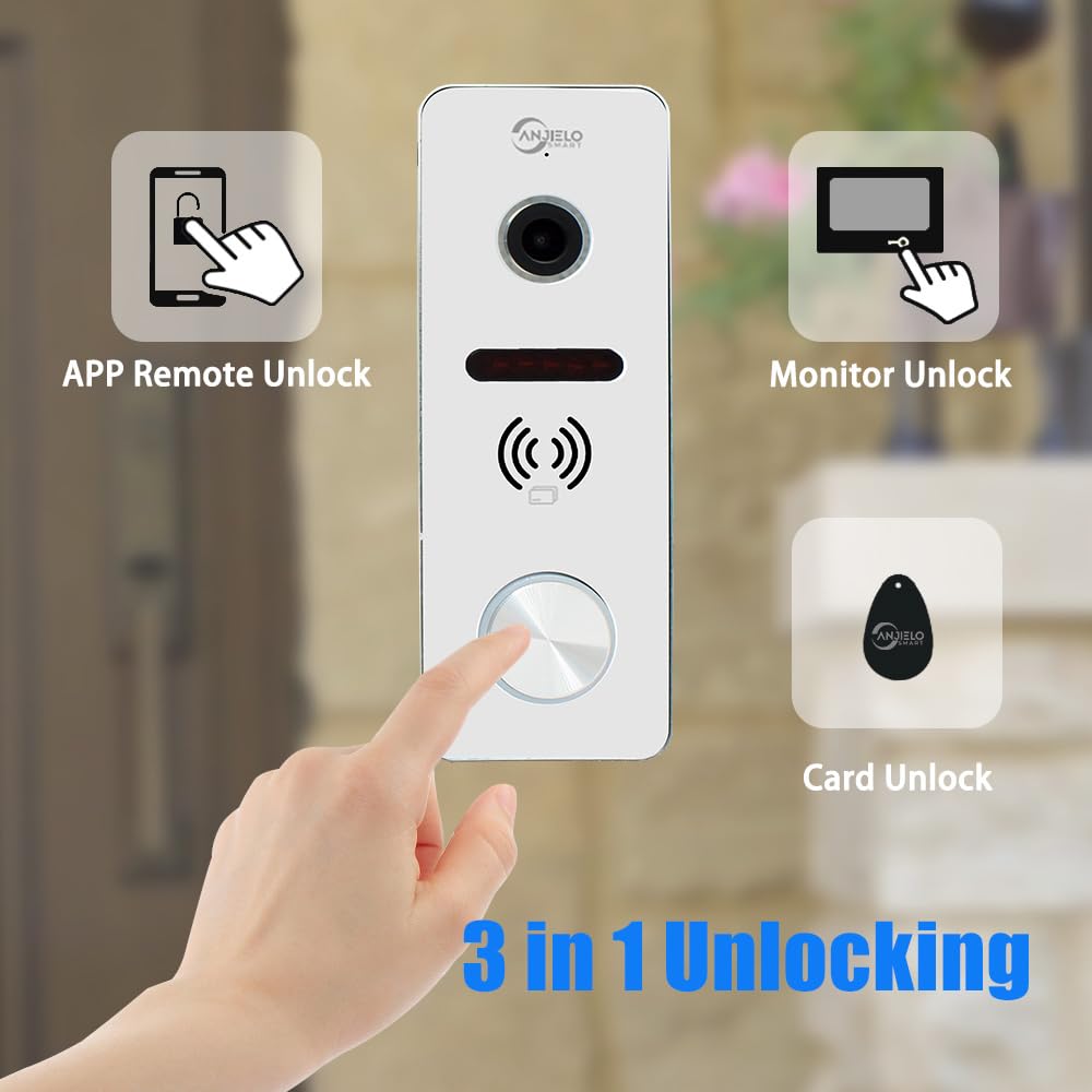 Wireless Video Doorbell Intercom 7 inch Touch Monitor System Wired 1080P Video Entry Doorphone Door Camera TUYA WiFi Smart Home Door Phone Kits for Home Villa Apartment,32G