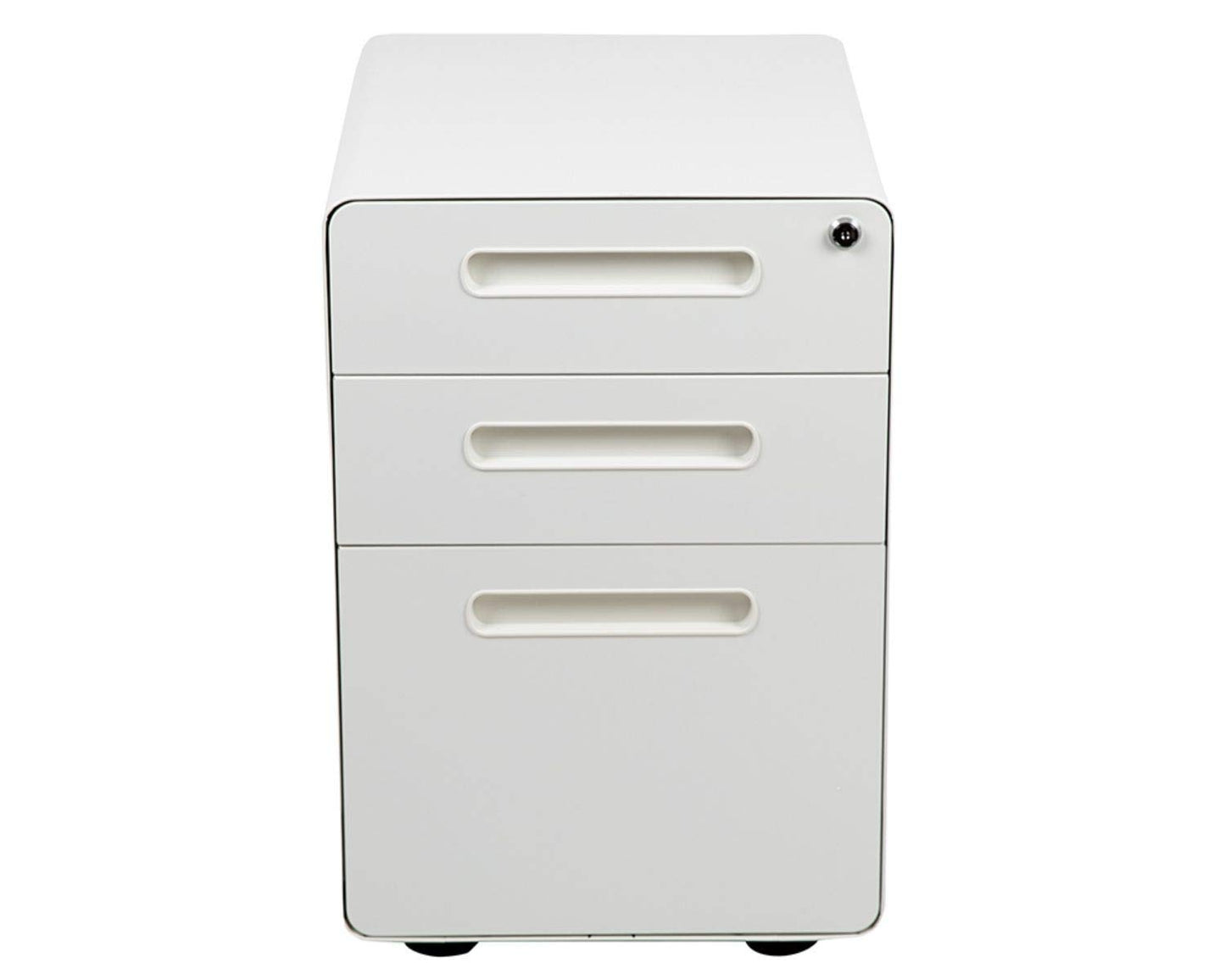 Flash Furniture Wren Ergonomic 3-Drawer Mobile Locking Filing Cabinet with Anti-Tilt Mechanism and Hanging Drawer for Legal & Letter Files, White