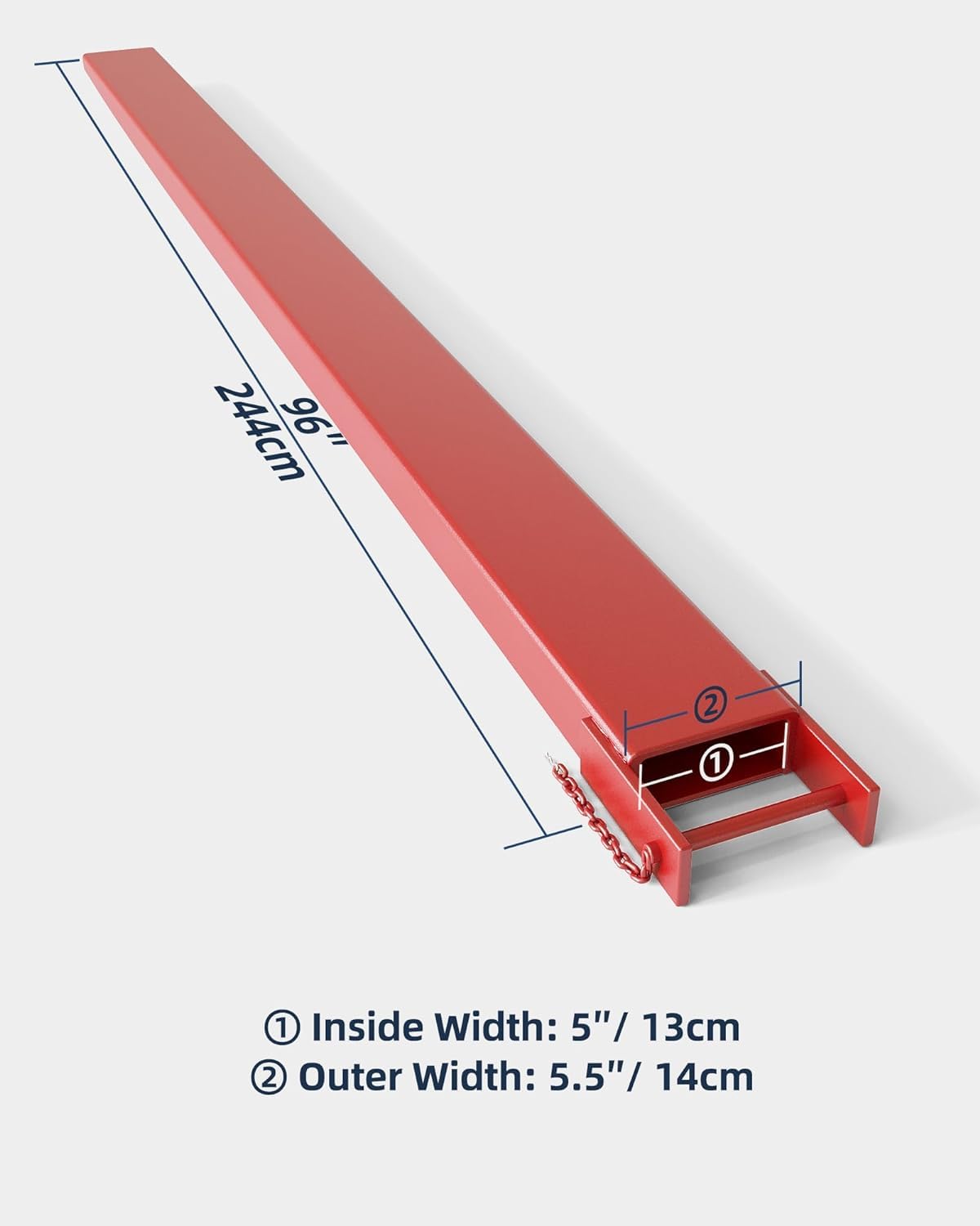 96 in Pallet Forklift Extensions, Fork Extensions 5.3 in Width,Heavy Duty Fork Extensions 5500 LBS Capacity for Forklifts, 1 Pair Forklift Lift Extensions for Forklift Truck (96 in Length)