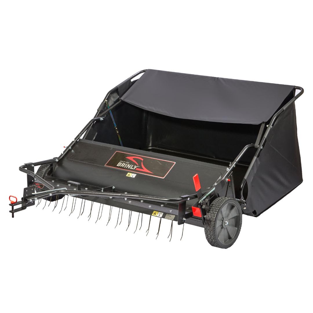 Brinly 54" Tow-Behind Combo Lawn Sweeper with Dethatcher and Hamper Windscreen