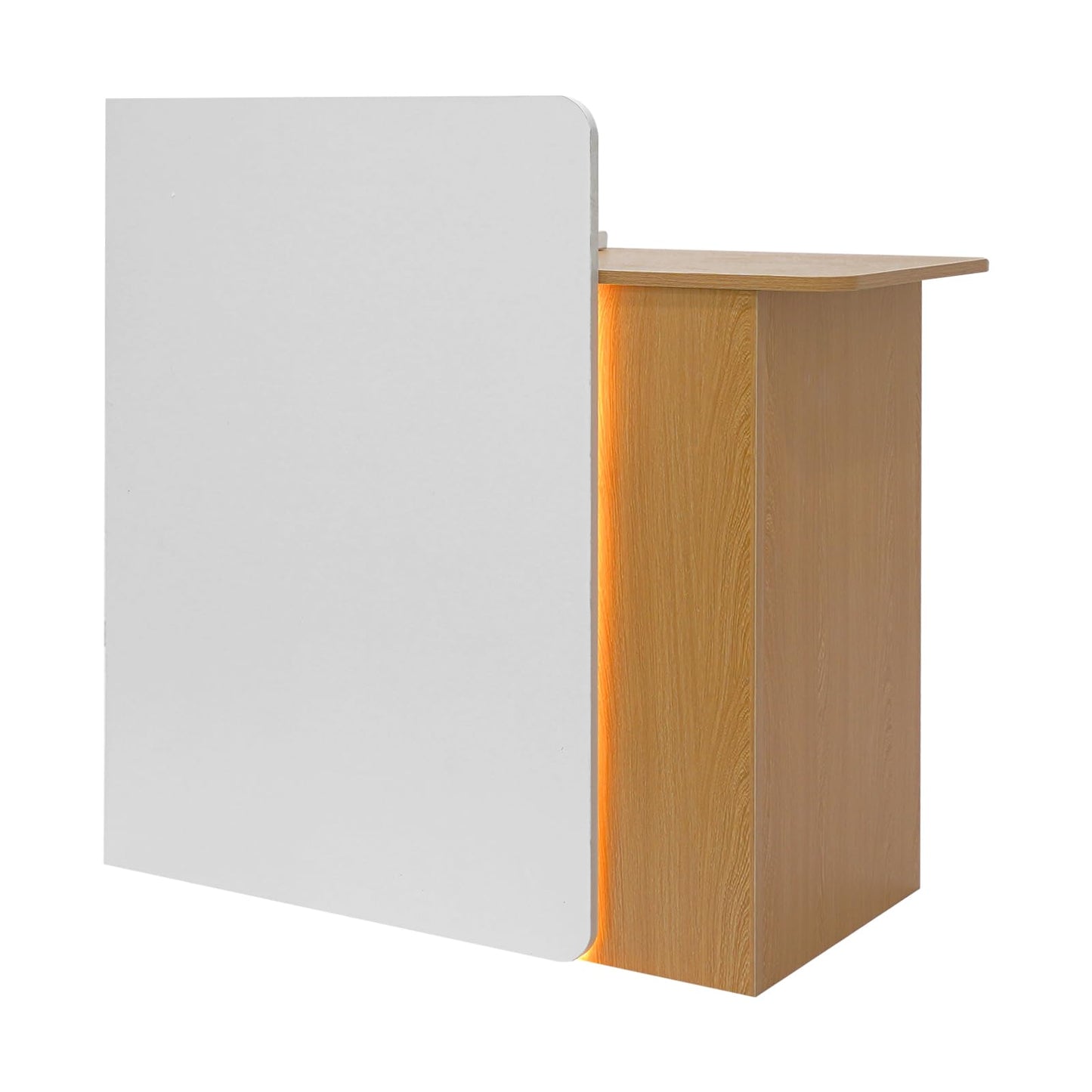 BILPIKOGoo Reception Desk with LED Light Strip, Small Modern Bar Counter w/Lockable Drawer,Compact Front Desk for Office, Salon, Retail, Cashier, Lobby