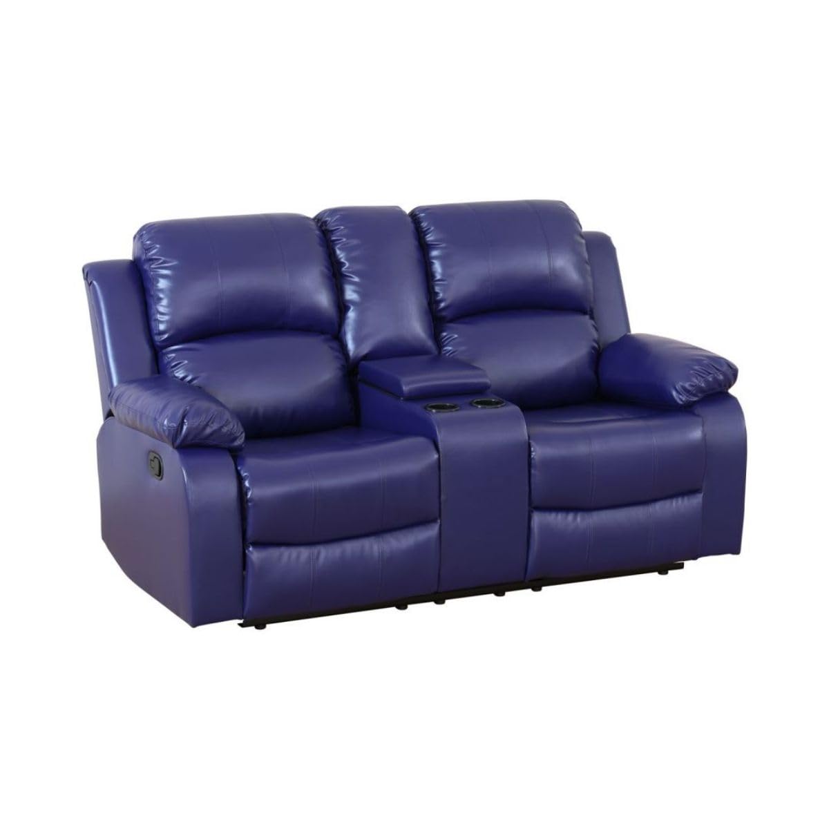 UOCFYK Lounge Comfy Recycled Leather Manual Reclining Sofa Modern Loveseat Couch for Small Living Room/Dorm/Bedroom/Office/Apartment for Small Spaces, (Dark Blue, Two-Person Seat)