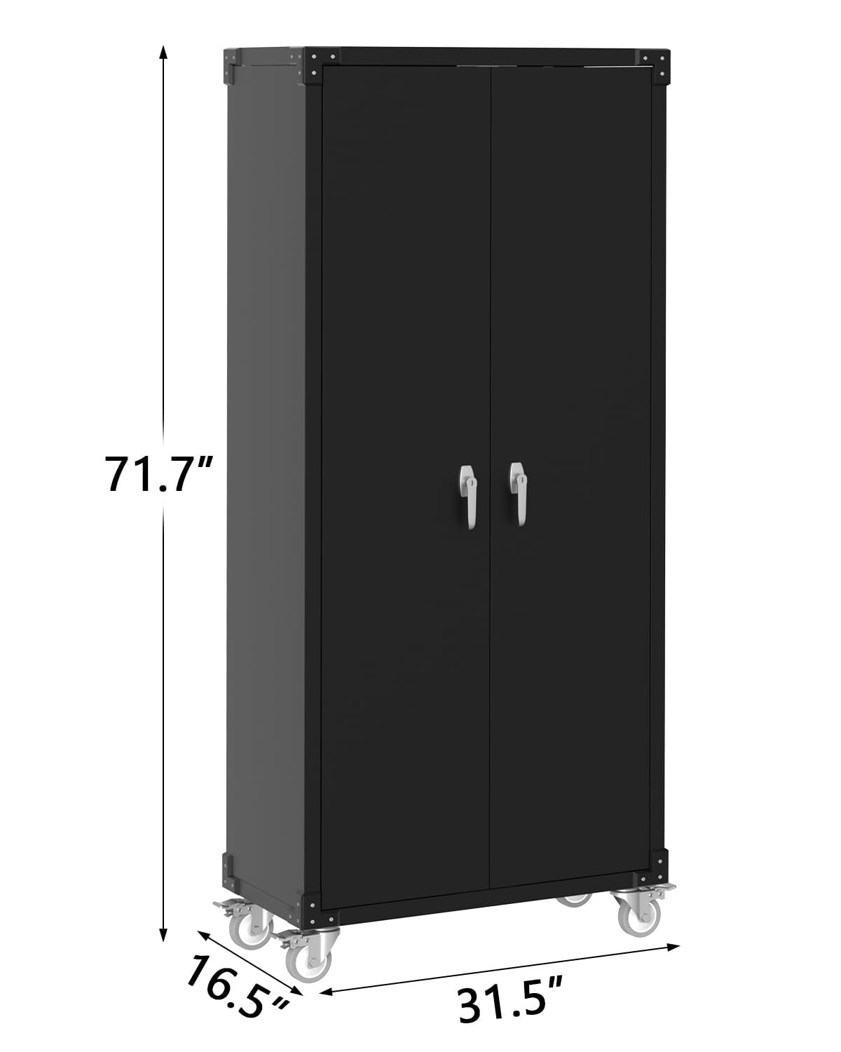 PeacefulHues Metal Garage Storage Cabinet with Doors and Wheels, 72" High Lockable Storage Cabinet with 4 Adjustable Shelves and Pegboard, for Garage Workshop Home Office