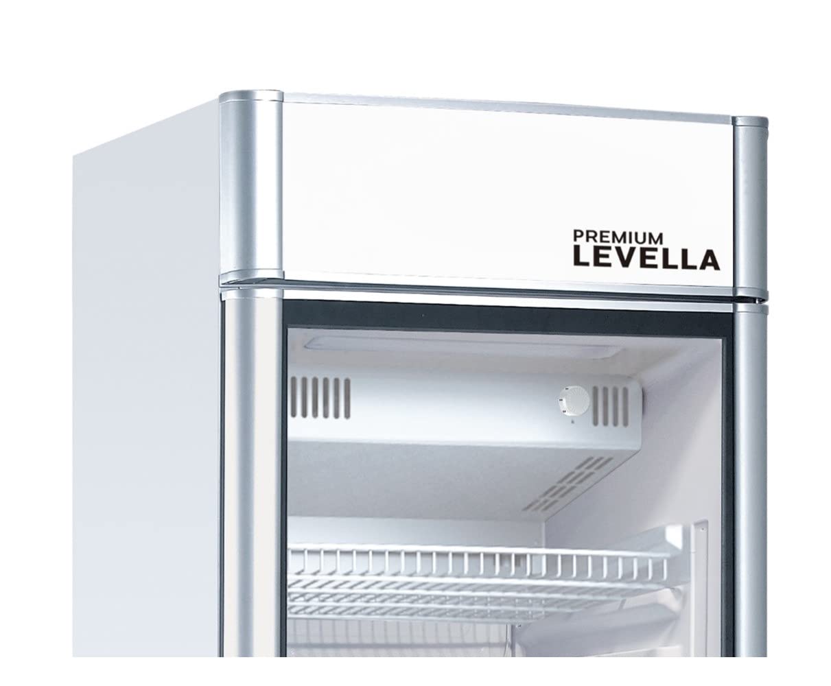 PremiumLevella PRF65DX Single Door Merchandiser Refrigerator-Upright Beverage Cooler-6.5 cu ft-Silver, 6.5 cu.ft. Single Swing Door