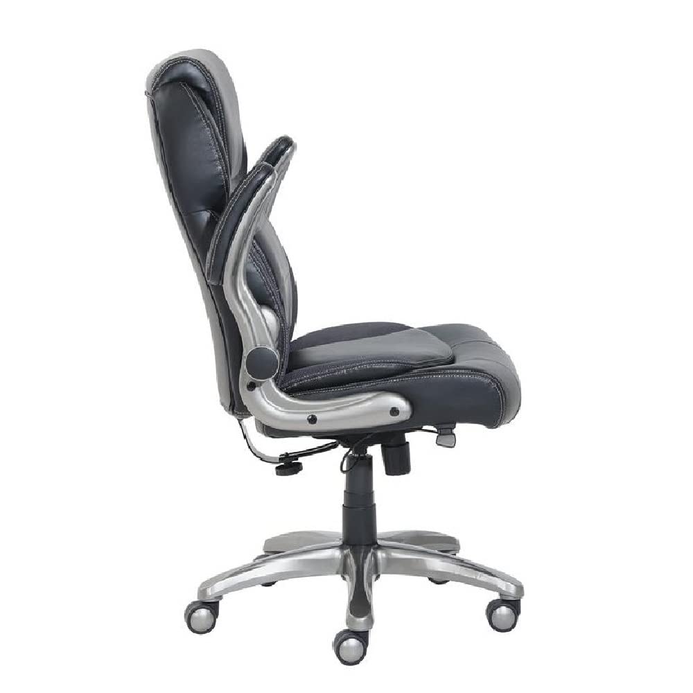 Amazon Basics Ergonomic High-Back Office Chair with Flip-Up Arms, Adjustable Lumbar Support, Height Adjustable, 29.5"D x 27.5"W x 44.75"H, Black
