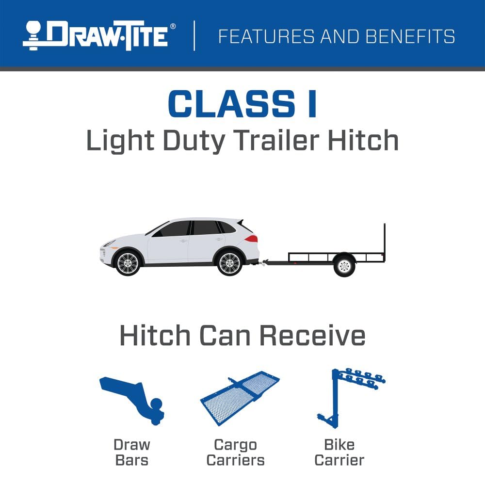 Draw-Tite 24847 Class 1 Trailer Hitch, 1-1/4 Inch Square Receiver, Compatible with 2012-2017 Toyota Prius V, 2010-2019 Toyota Prius (Please Select The Right Variation for Your Vehicle)