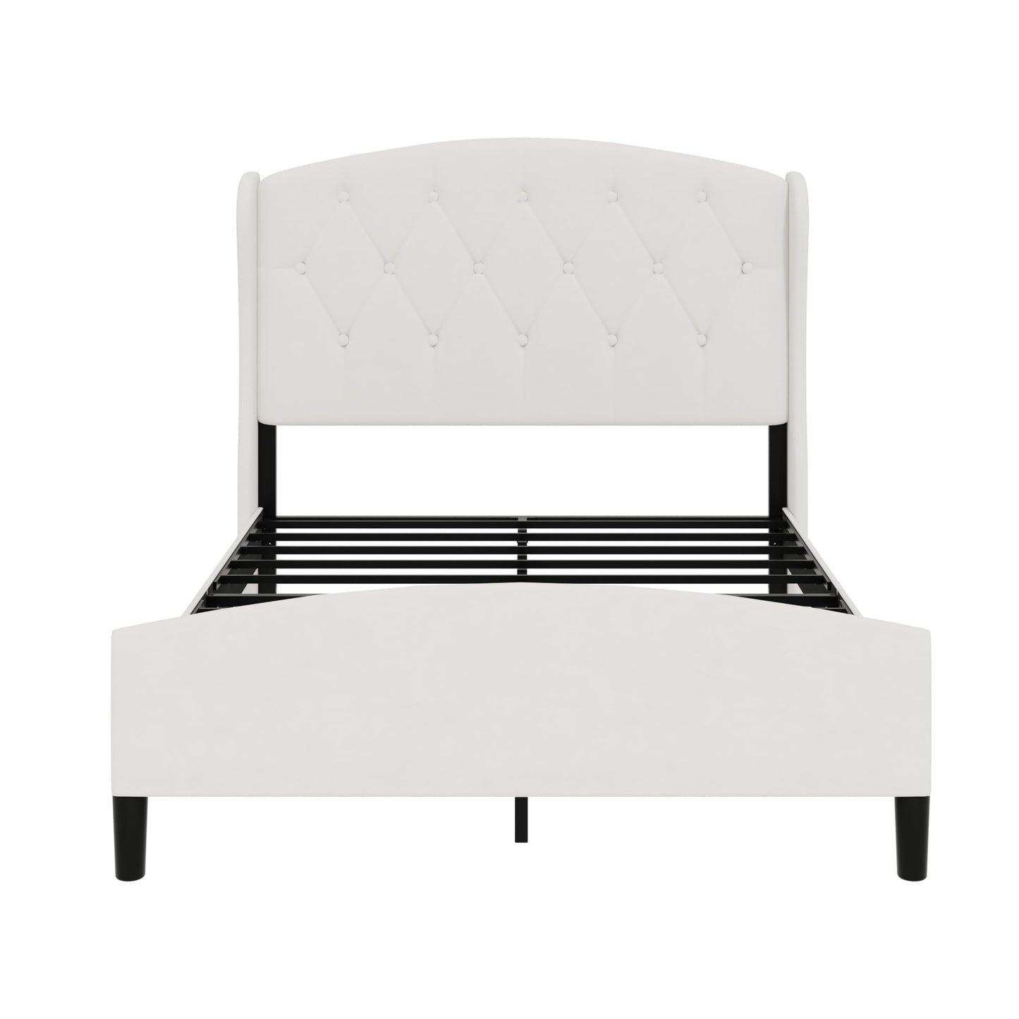 SAMTRA Full Bed Frame with Extra Tall 51" Wingback Headboard, Soft Velvet Upholstered Platform Bed Frame, Modern Cloud Bed, Noise-Free, Metal Slats Support, No Box Spring Needed