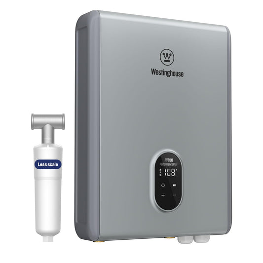 Westinghouse 27kW Electric Tankless Whole House Water Heater, 6.3 GPM Instant Hot Water on Demand, 240V, WIFI & Self Modulating High Efficiency, Copper Heating, LED Display, ETL Certified