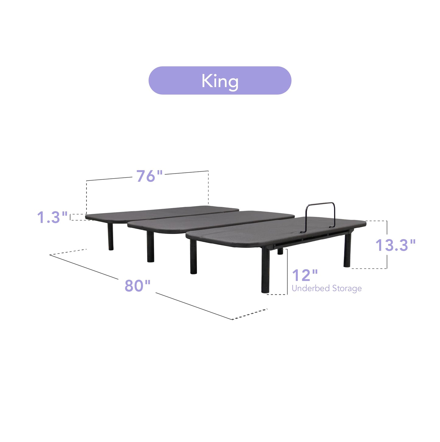 Quest ComfortFlex Adjustable Bed - Head and Foot Articulation, Zero-G Position, Wireless Remote, Easy Assembly - Multiple (King)