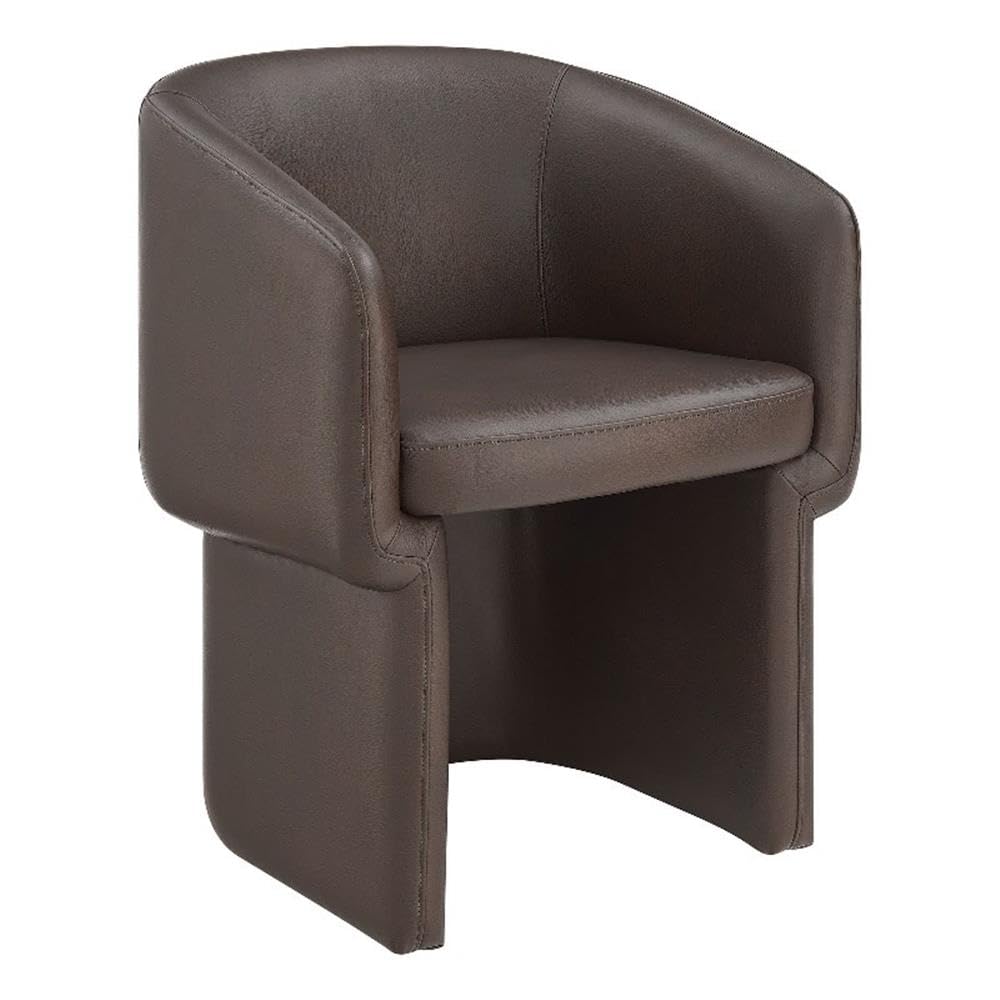 Modway Verity Vegan Leather Dining Chair with Rounded Back in Espresso – Upholstered Barrel Accent Chair with Armrests for Kitchen, Office, or Living Room