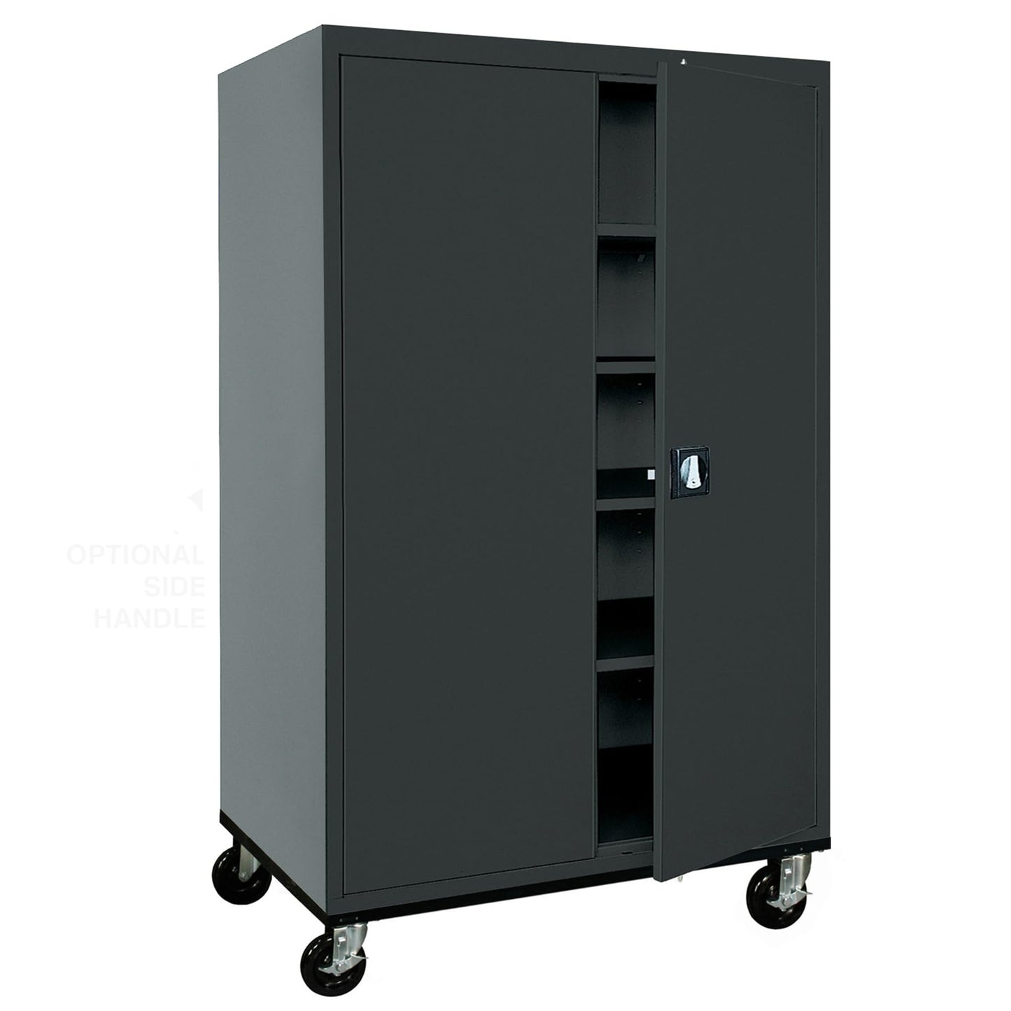 Sandusky Lee TA4R462472-09 Transport Series Mobile Storage Cabinet with Wheels, Adjustable Shelves, 230lb Capacity, 24" Depth x 46" Width x 78" Height, Black
