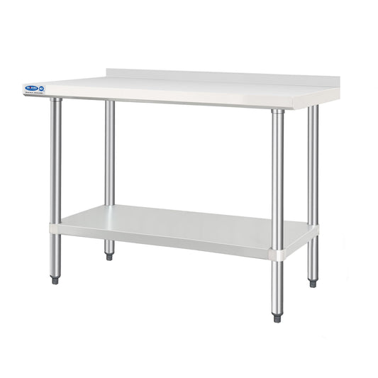 HARDURA Stainless Steel Table with backsplash 24 x 48 Inches Kitchen Prep Table Heavy Duty Stainless Steel Workbench NSF 304 with Aluminium Corner Undershelf for Commercial Restaurant