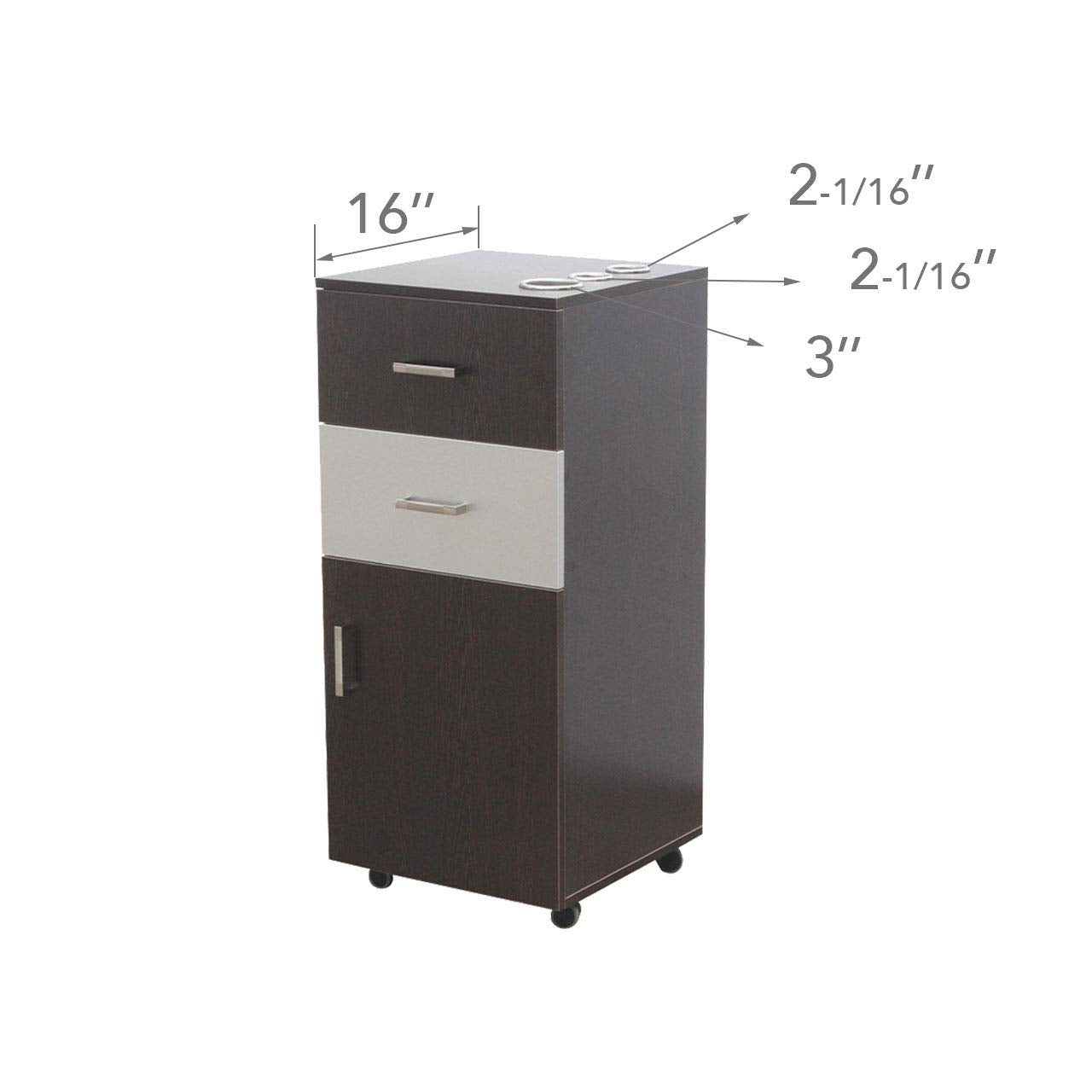 Berkeley Bella Rolling Styling Station, Rolling Stylist Cart with Appliance Holder, Drawer Storage Cabinet for Beauty Hair Salon Barbershop, Black/White