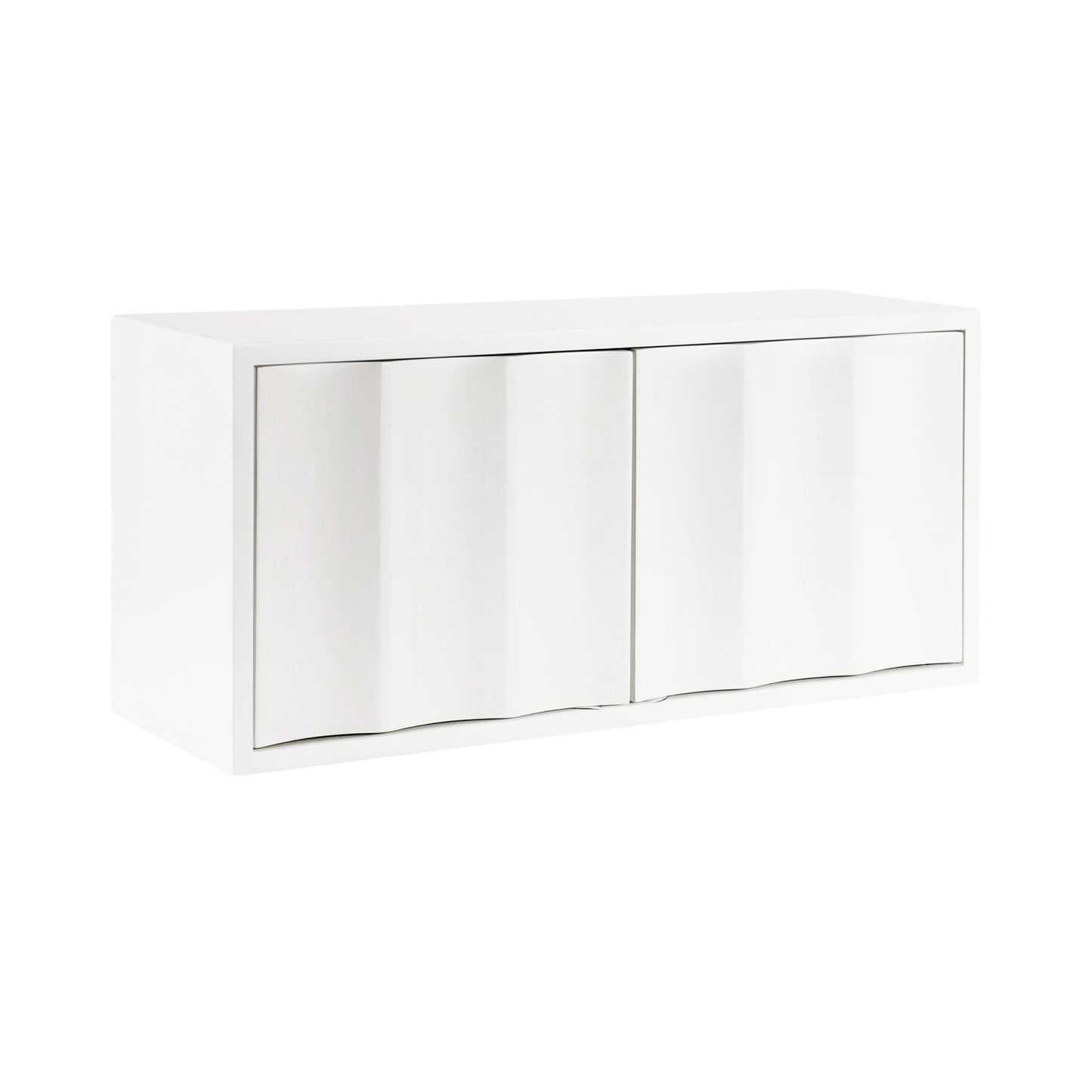 Kate and Laurel Sartell Modern Wooden Two-Door Wall Cabinet, 30 x 10 x 14, White, Decorative Modern Storage Cabinet with Dimensional Face for Use as Floating Nightstand or Cute Nursery Shelf Storage