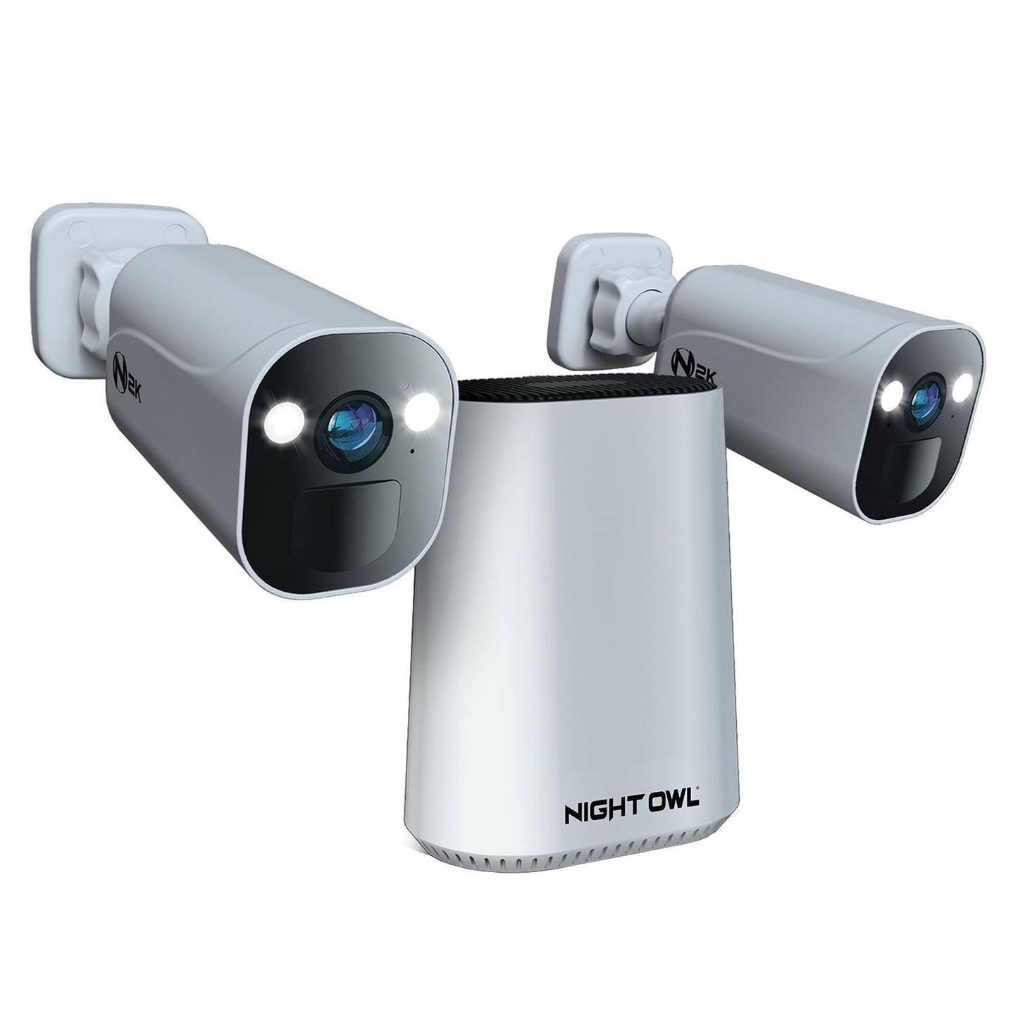 Night Owl 2K (4MP) Wi-Fi Security Hub System with 2 Wireless Battery Indoor/Outdoor Cameras, 64GB Local Storage, Motion Alerts, Remote Viewing, No Monthly Fees