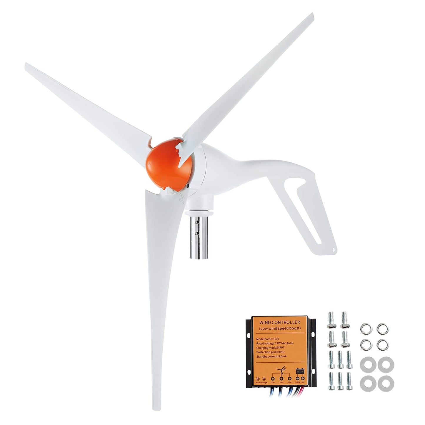 Happybuy 500W Wind Turbine Generator, 12V Wind Power Kit, 3-Blade Wind Generator with MPPT Controller, Adjustable Windward Direction, 2.5m/s Start Wind Speed, Ideal for Home, Farm, RVs, Boats