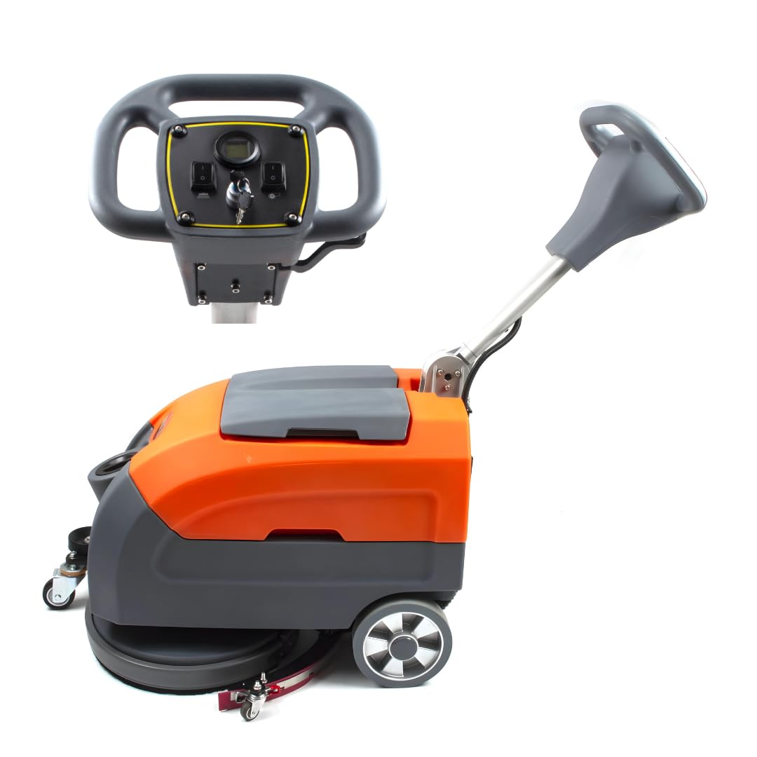 SUNMAX RT35 17" Walk-Behind Floor Scrubber Machine, 7.9/9.2-Gal Tanks, 19000 sqft/h, with Anti-Collision Wheel for Protection