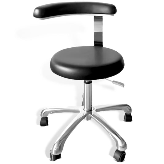 DENGTELI Medical Stool on Wheels with 360 Degree Swivel Armrests, Height Adjustable PU Leather Stool, Salon, Shop, Home and Dental Assistant Chair, Black