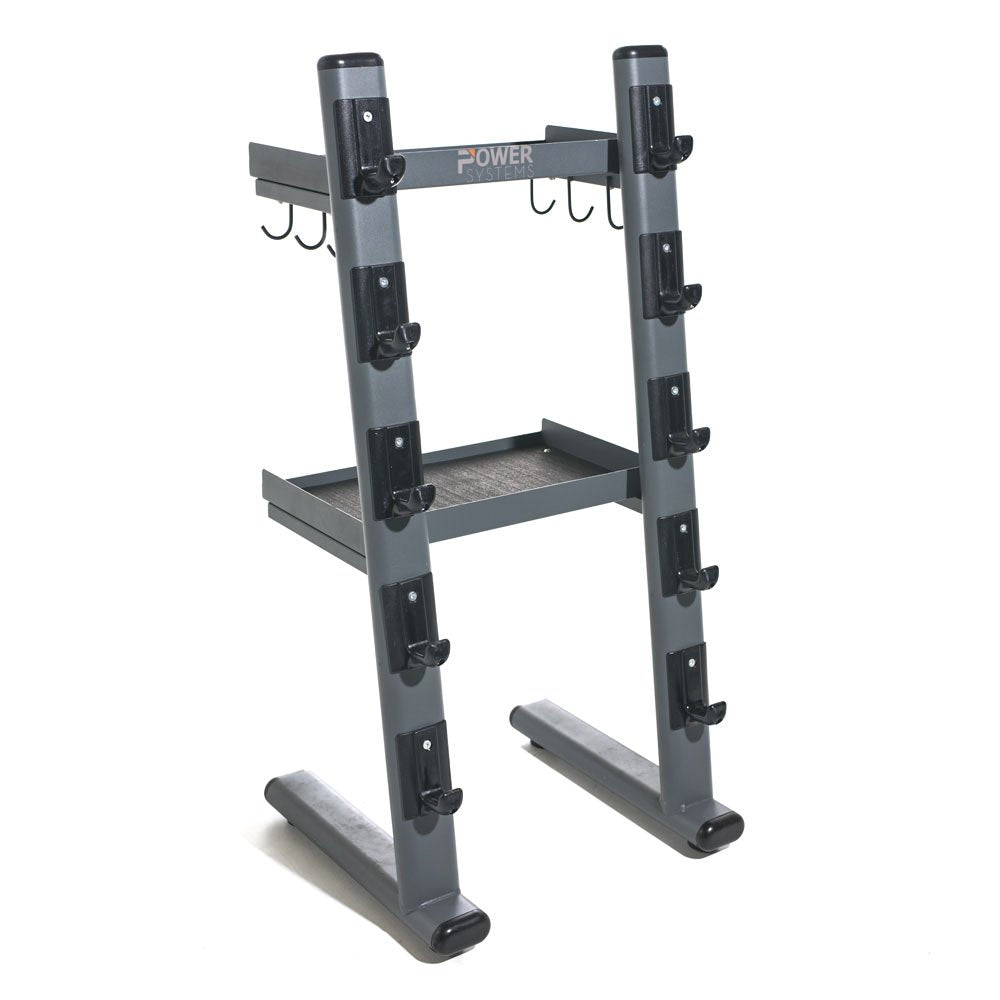 Power Systems Black Chrome Cable Attachment Storage Rack Heavy Duty Gym Organizer for Bars and Accessories, Mobile Rack for Home Gym, Fitness Studio and Commercial Equipment Storage