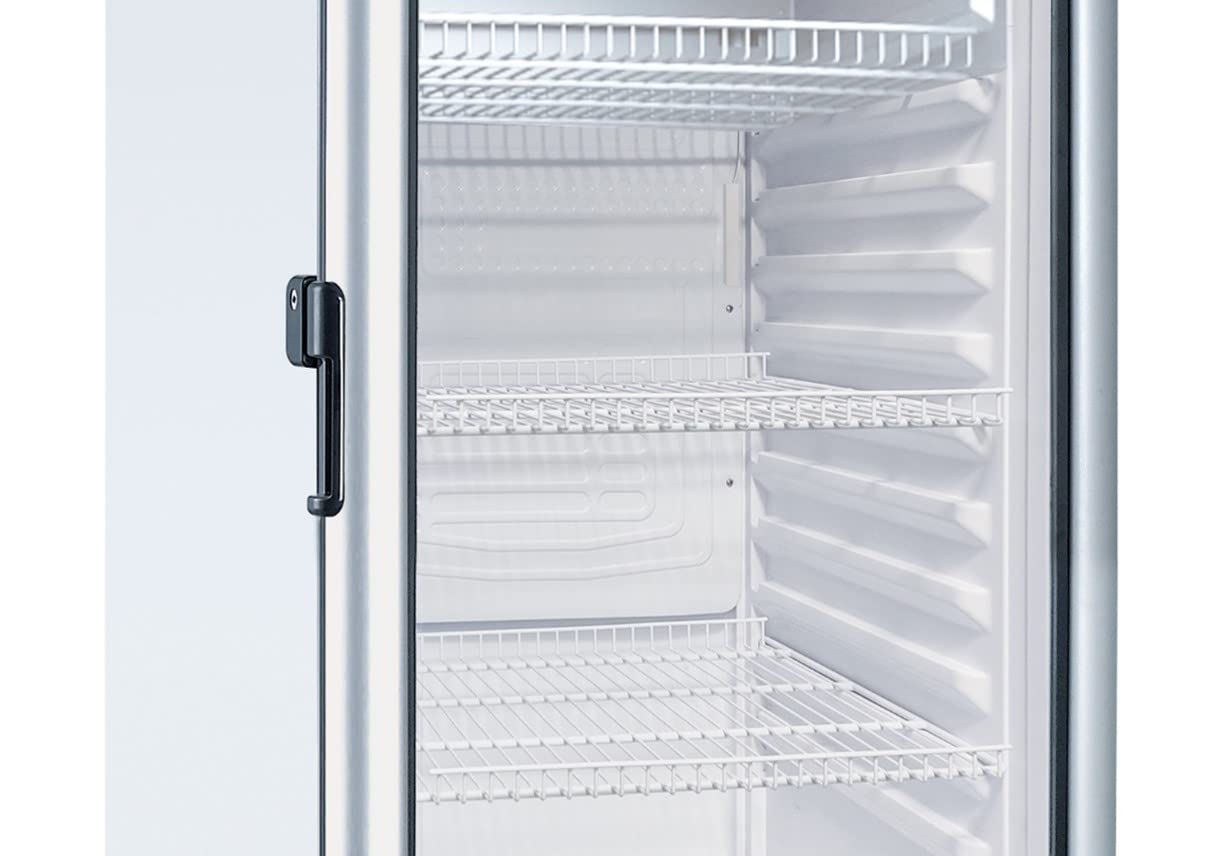 PremiumLevella PRF65DX Single Door Merchandiser Refrigerator-Upright Beverage Cooler-6.5 cu ft-Silver, 6.5 cu.ft. Single Swing Door