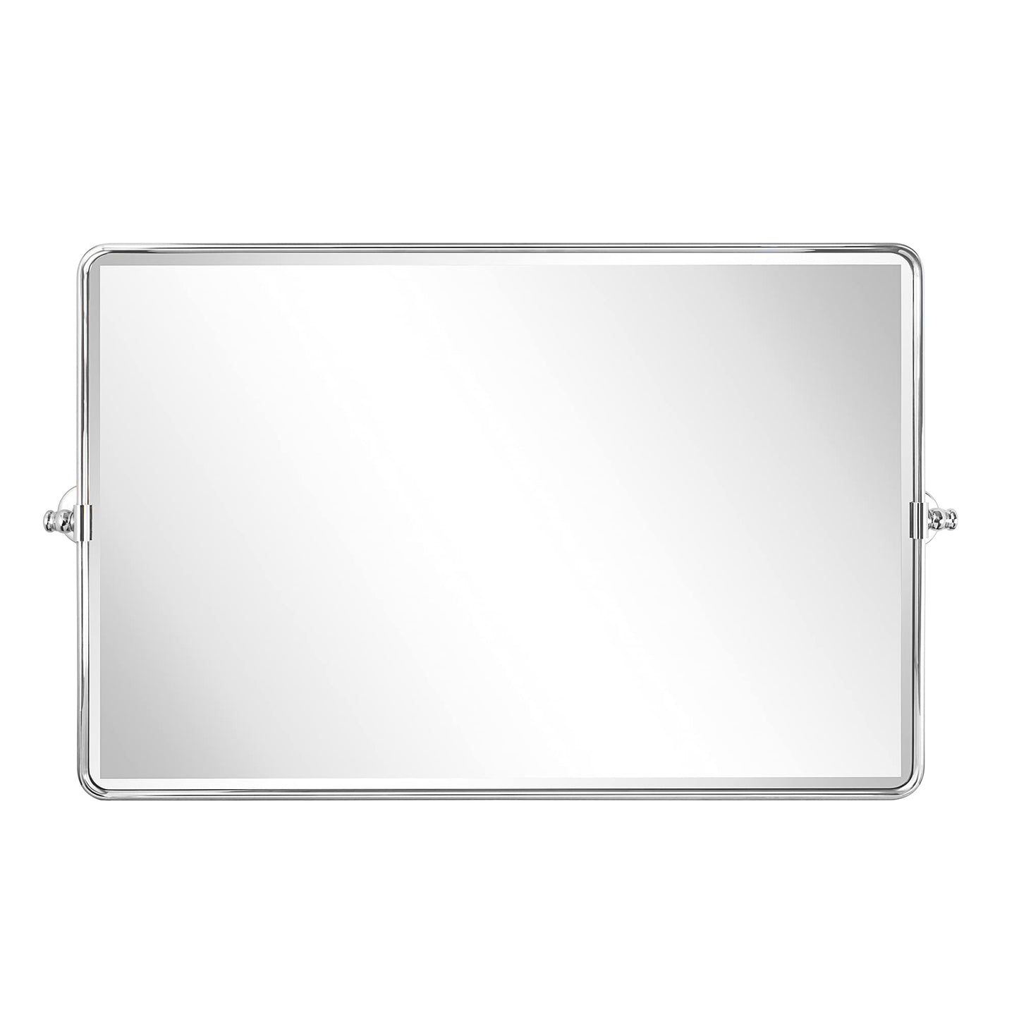 TEHOME Horizontal Pivot Bathroom Mirror Tilting Chrome Metal Framed Pivot Rectangle Rounded Rectangluar Vanity Mirrors for Wall, Overall 38.91 x 23 inches (Mirrror 35 x 23 inches)