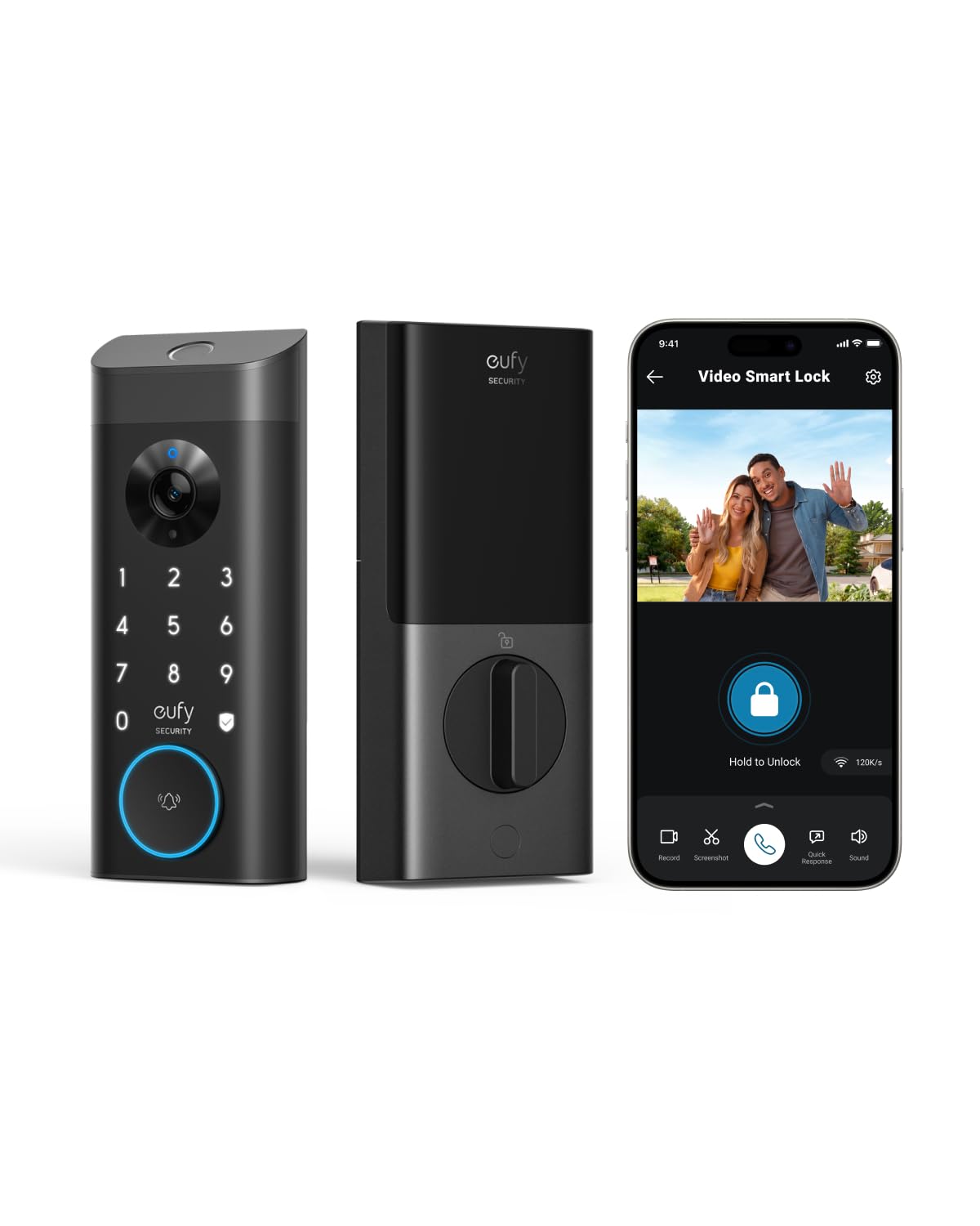 eufy Security Video Smart Lock E330, 3-in-1 Camera+Doorbell+Fingerprint Keyless Entry Door Lock, Smart Built-in Wi-Fi Deadbolt for Front Door, Auto Lock, 8 GB Built‑in Storage, Easy Installation
