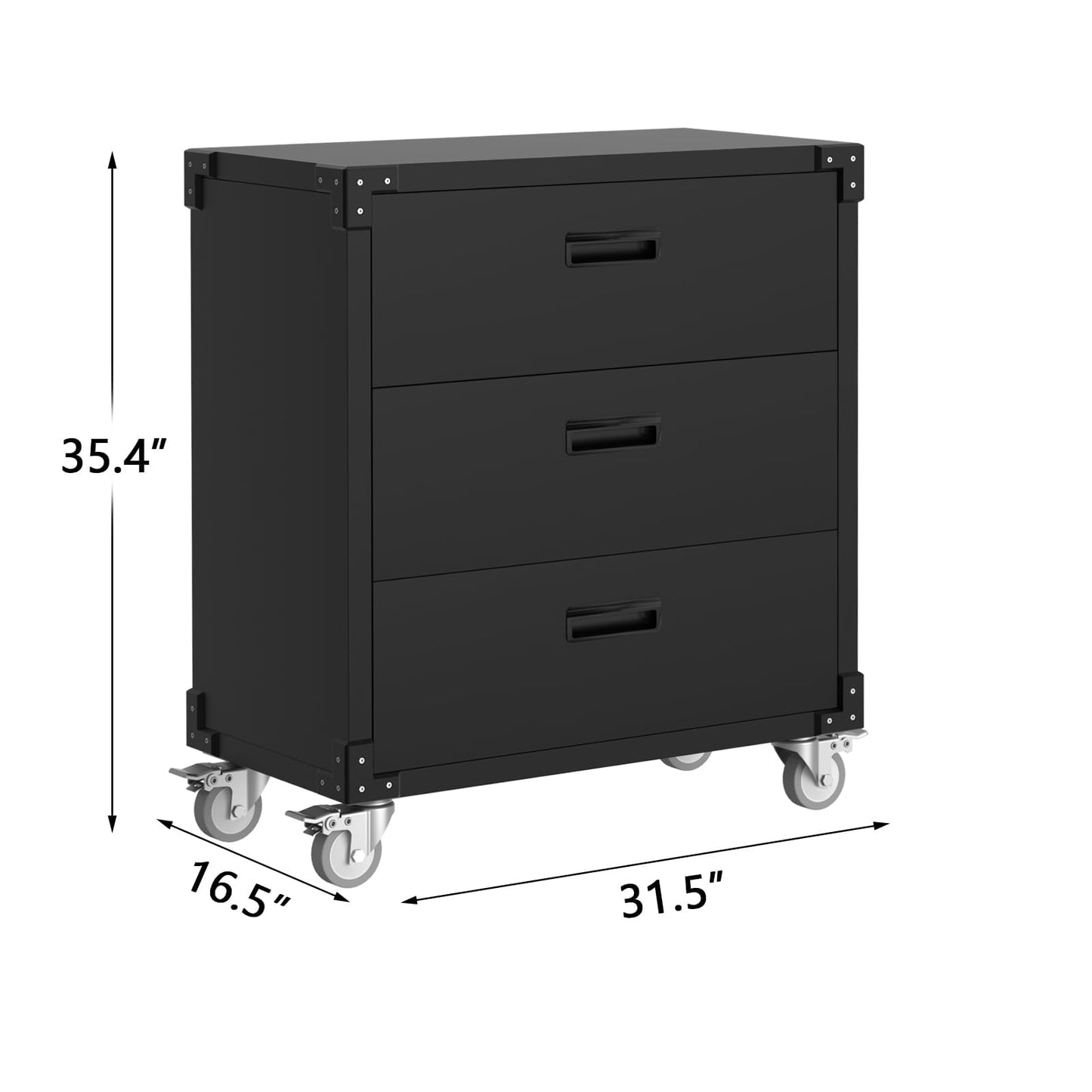 MilleLoom 3 Drawer Rolling Tool Cabinet Heavy Duty Garage Storage On Wheels Mobile Metal Cabinet for Warehouse, Basement & Workshop Easy to Assemble