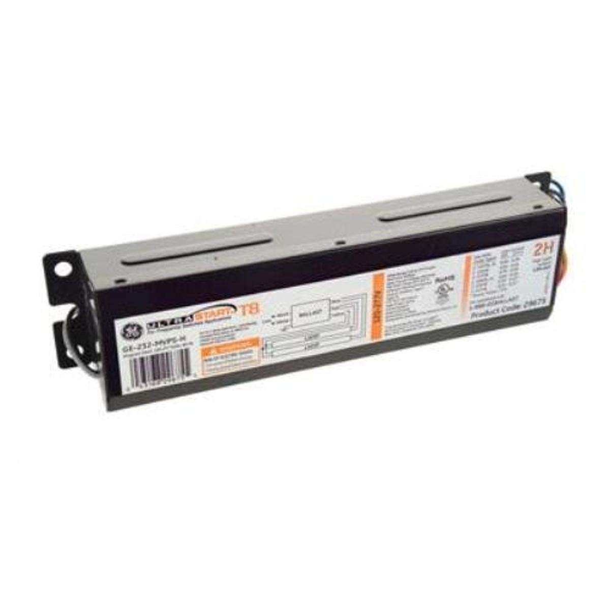 GE T8 Linear Fluorescent Electronic Ballast, Programmed Rapid Start, 120-277V, Model 29675, 1 Count