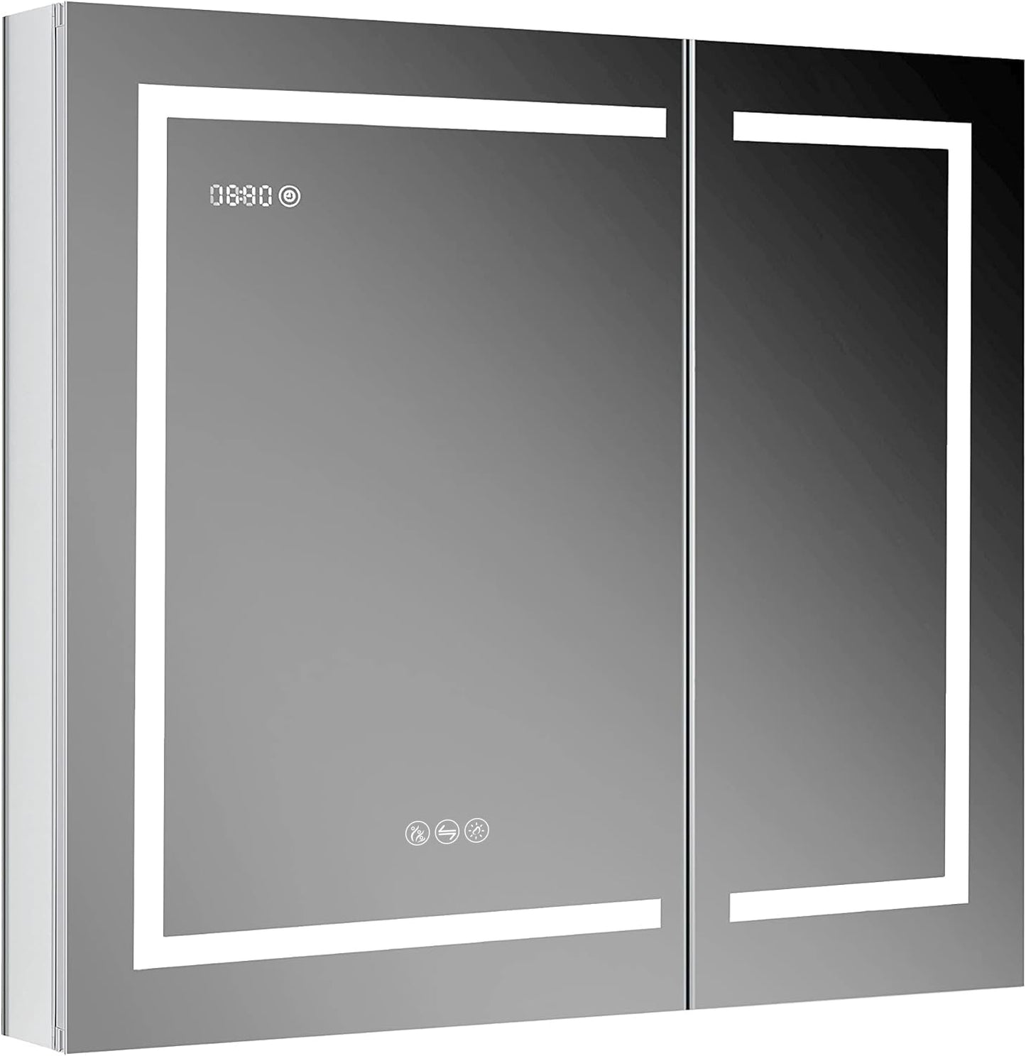 Blossom 36 Inch Recessed LED Medicine Cabinet with 3X Makeup Mirror - Smart Lighted Mirror with Outlets & USB Port - Fogless Bathroom Storage - Blum 170° Soft-Close Doors - Copper-Free Silver
