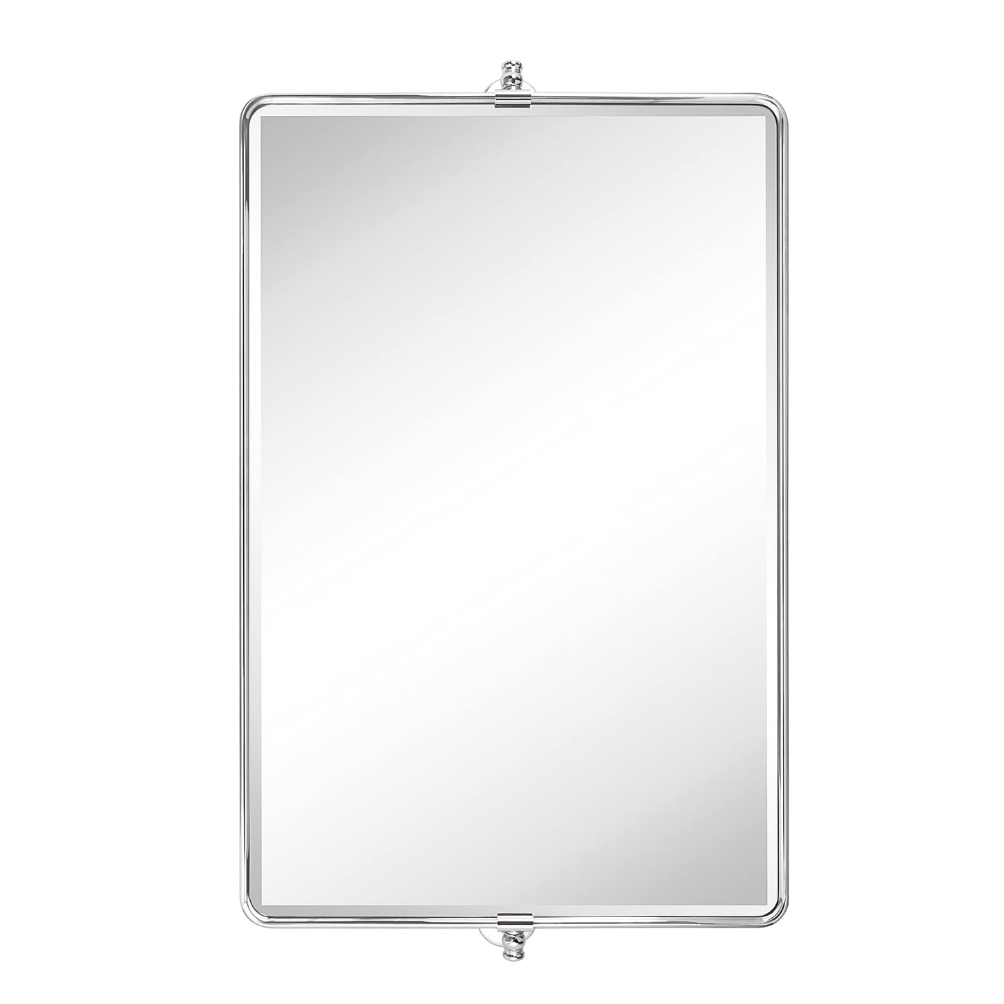 TEHOME Horizontal Pivot Bathroom Mirror Tilting Chrome Metal Framed Pivot Rectangle Rounded Rectangluar Vanity Mirrors for Wall, Overall 38.91 x 23 inches (Mirrror 35 x 23 inches)