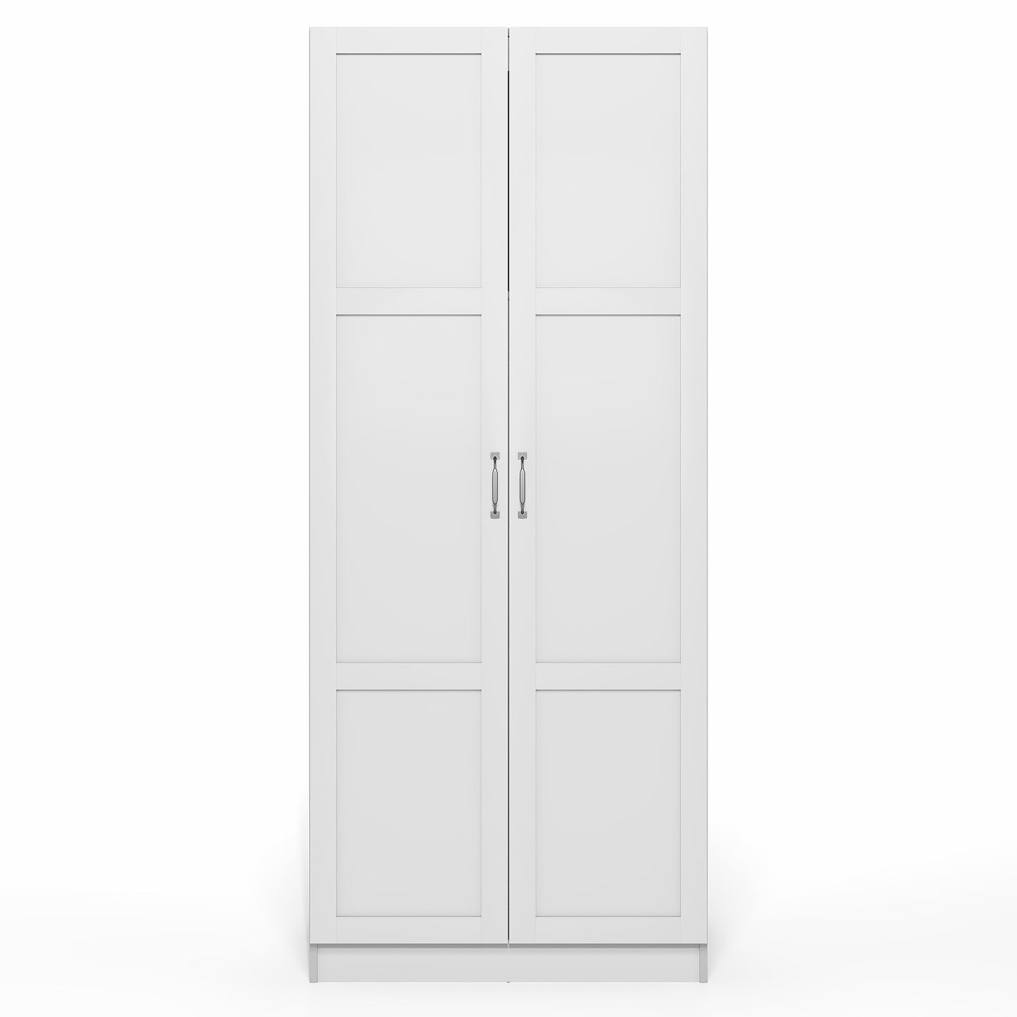 Furinno Robin 4-Tier White Storage Cabinet, 30-Inch Pantry Cabinet with Adjustable Shelves & 2 Shaker-Doors, Kitchen Cabinet, Organization and Storage, for Pantry, Home Office, Plain White