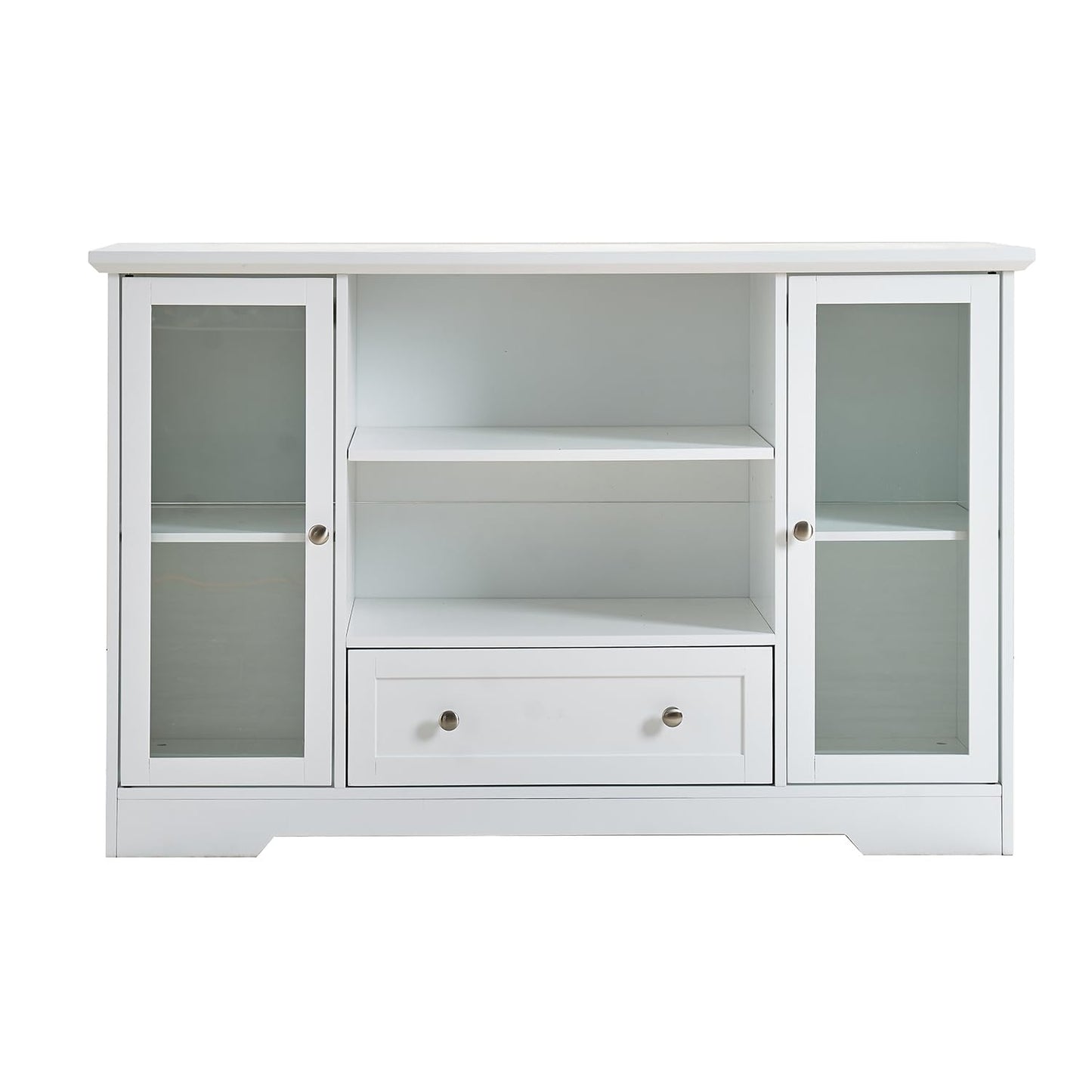 GDFStudio 51" Modern Storage Cabinet with Doors & Drawer, Large Buffet Sideboard Cabinet with Adjustable Shelves, Farmhouse Credenza Console Table Coffee Bar for Living Room Dining Room Kitchen, White