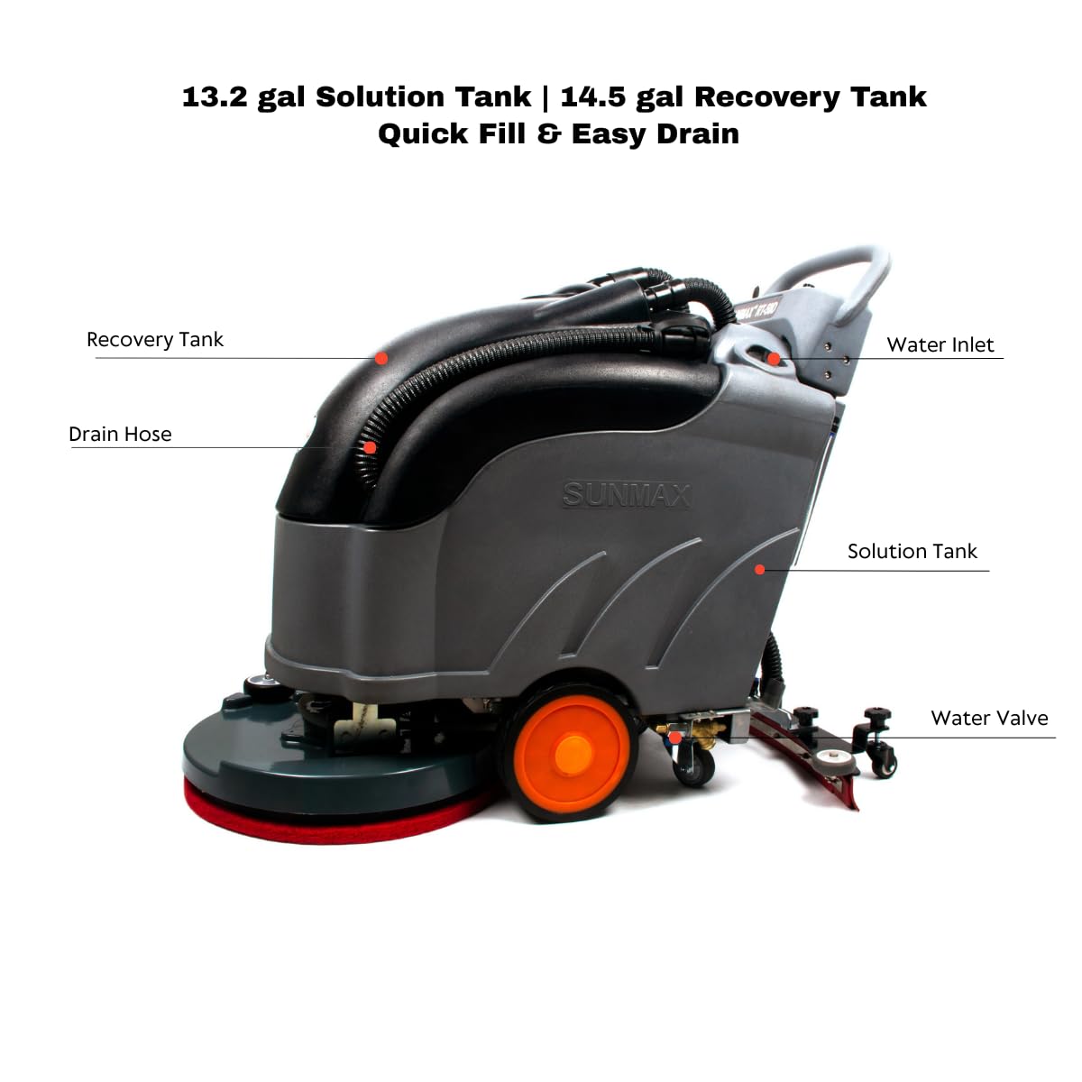 22" Self-Propelled Walk-Behind Floor Scrubber Dryer Machine, Forward/Reverse Drive, 31" Squeegee, 36,000 Sq Ft/H, Commercial Hard Floor Cleaner for Tile, Concrete, Epoxy & Vinyl