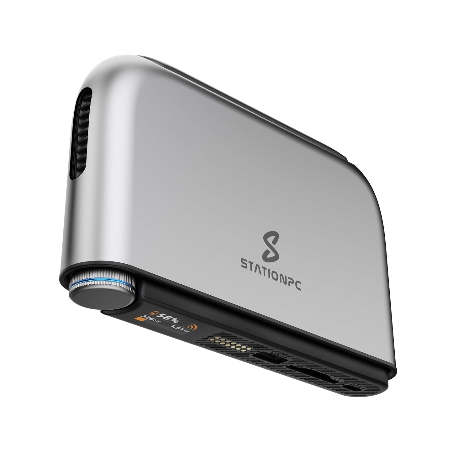 STATIONPC PocketCloud Portable NAS, M.2 NVMe & SD Card Slots, Up to 8TB Capacity (Diskless), One-Click Backup, Wi-Fi 6 Support, LCD Display & App Control, Dual 3200mAh Batteries for Outdoor Backup