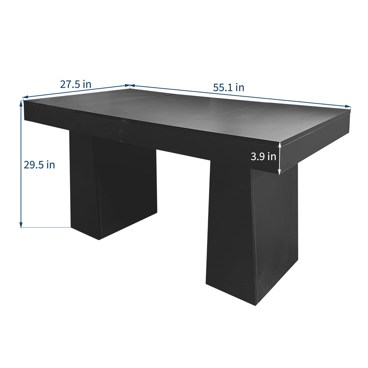 MegaChoice 55" Executive Desk, Large Office Computer Desk with Double Pedestal, Modern Simple Workstations Writing Table Conference Table Business Furniture for Home Office, Black