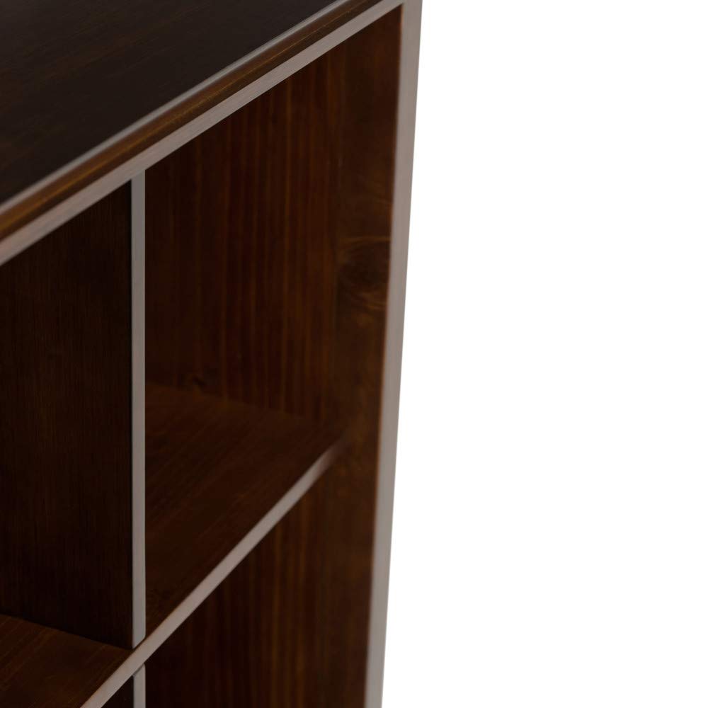 SIMPLIHOME Artisan Bookcase - 48 inch Tall 12-Cube Solid Wood Cube Organizer in Russet Brown, Transitional Storage Bookcase for Living Room, Study Room or Office with Fixed Shelves and Tapered Legs