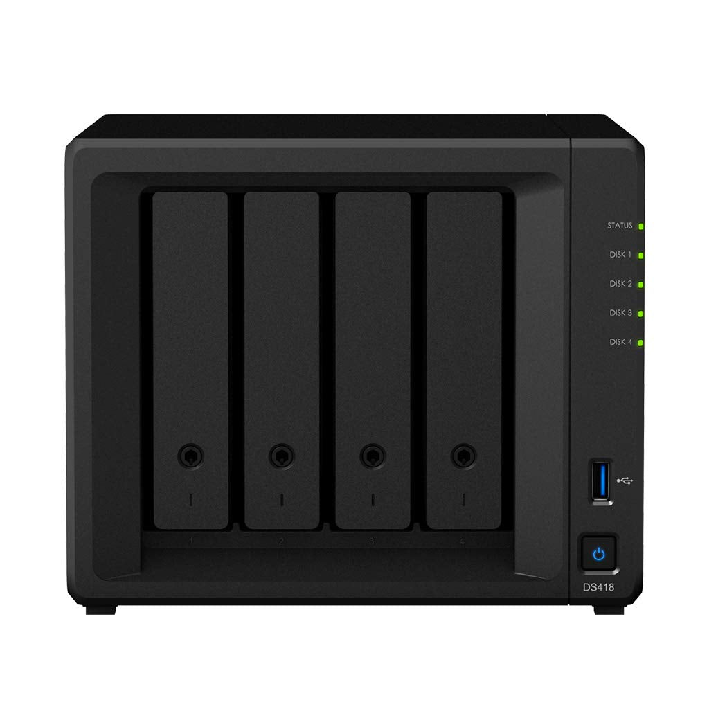 Synology DiskStation DS418 NAS Server with RTD1296 1.4GHz CPU, 2GB Memory, 8TB HDD Storage, 2 x 1GbE LAN Ports, DSM Operating System