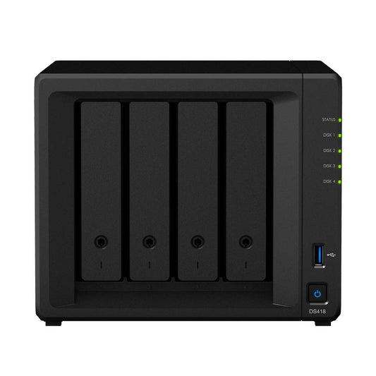 Synology DiskStation DS418 NAS Server with RTD1296 1.4GHz CPU, 2GB Memory, 8TB HDD Storage, 2 x 1GbE LAN Ports, DSM Operating System